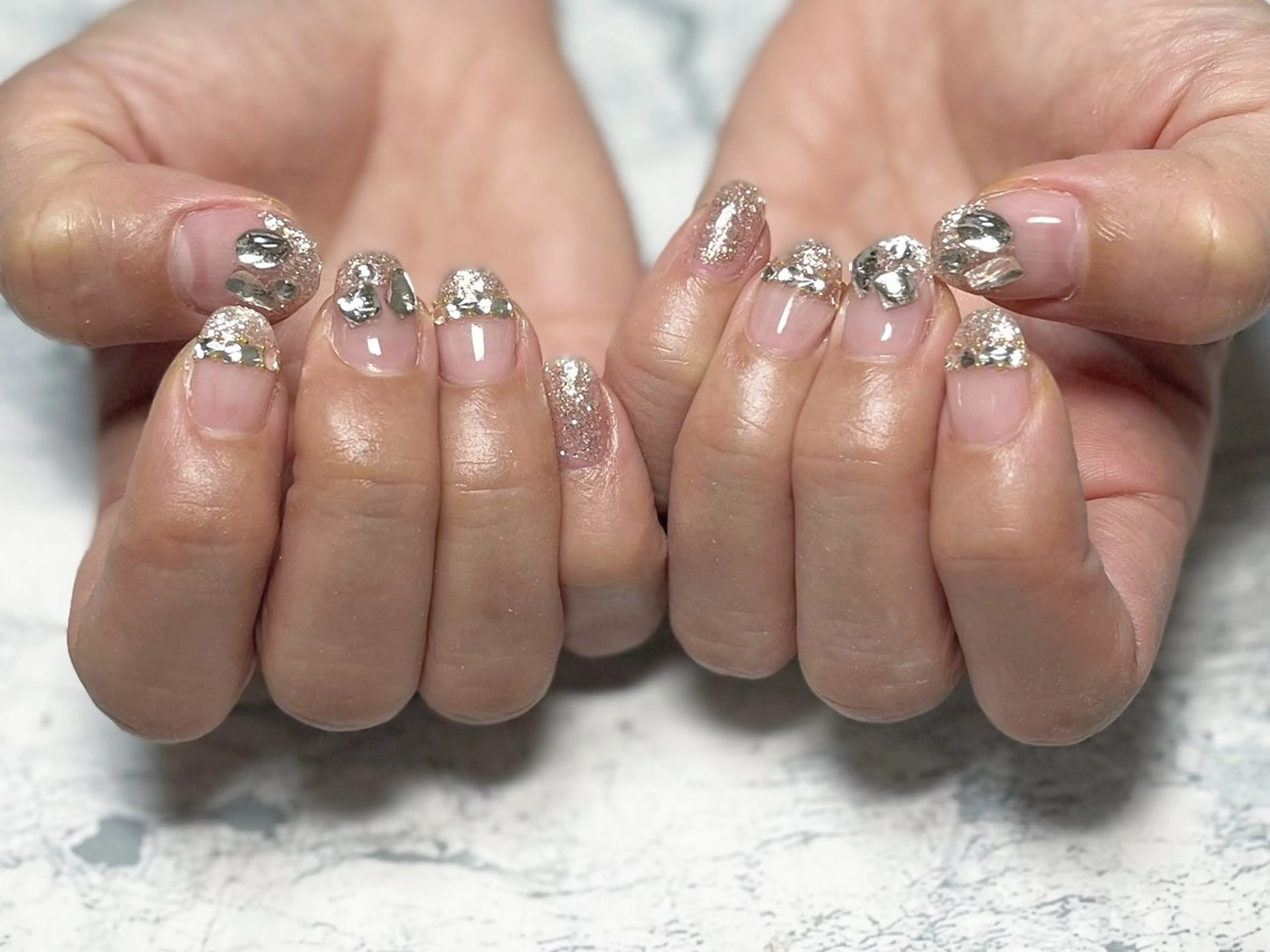 ネイル フットネイル キラキラネイル ニュアンスネイル シンプルネイル 春ネイル ネイル フフラ所属・nail fufla ♡yamane♡のネイルデザイン