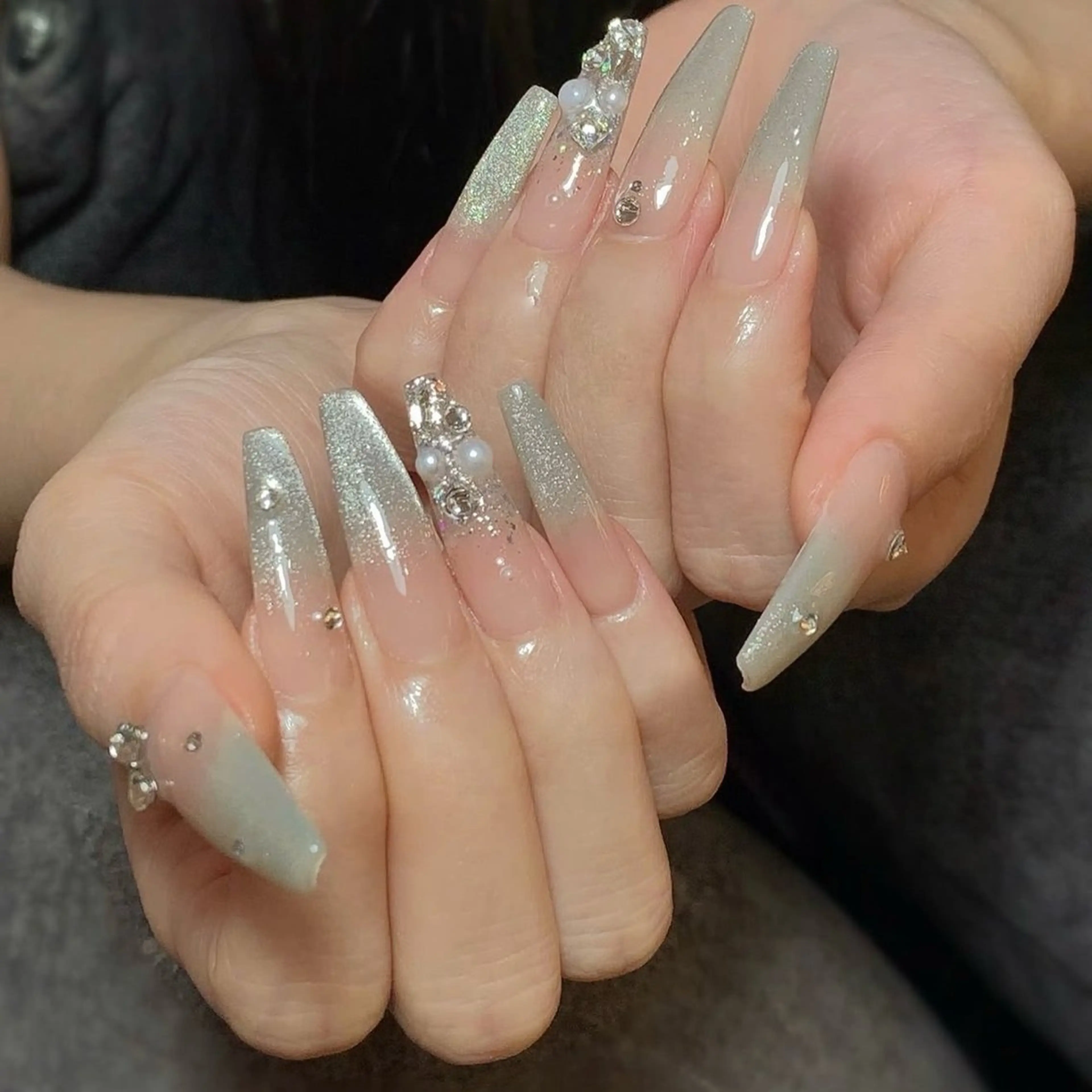 ネイル グラデーション ロングネイル 持ち込み ハンドネイル MIYU．nail Mariaのネイルデザイン