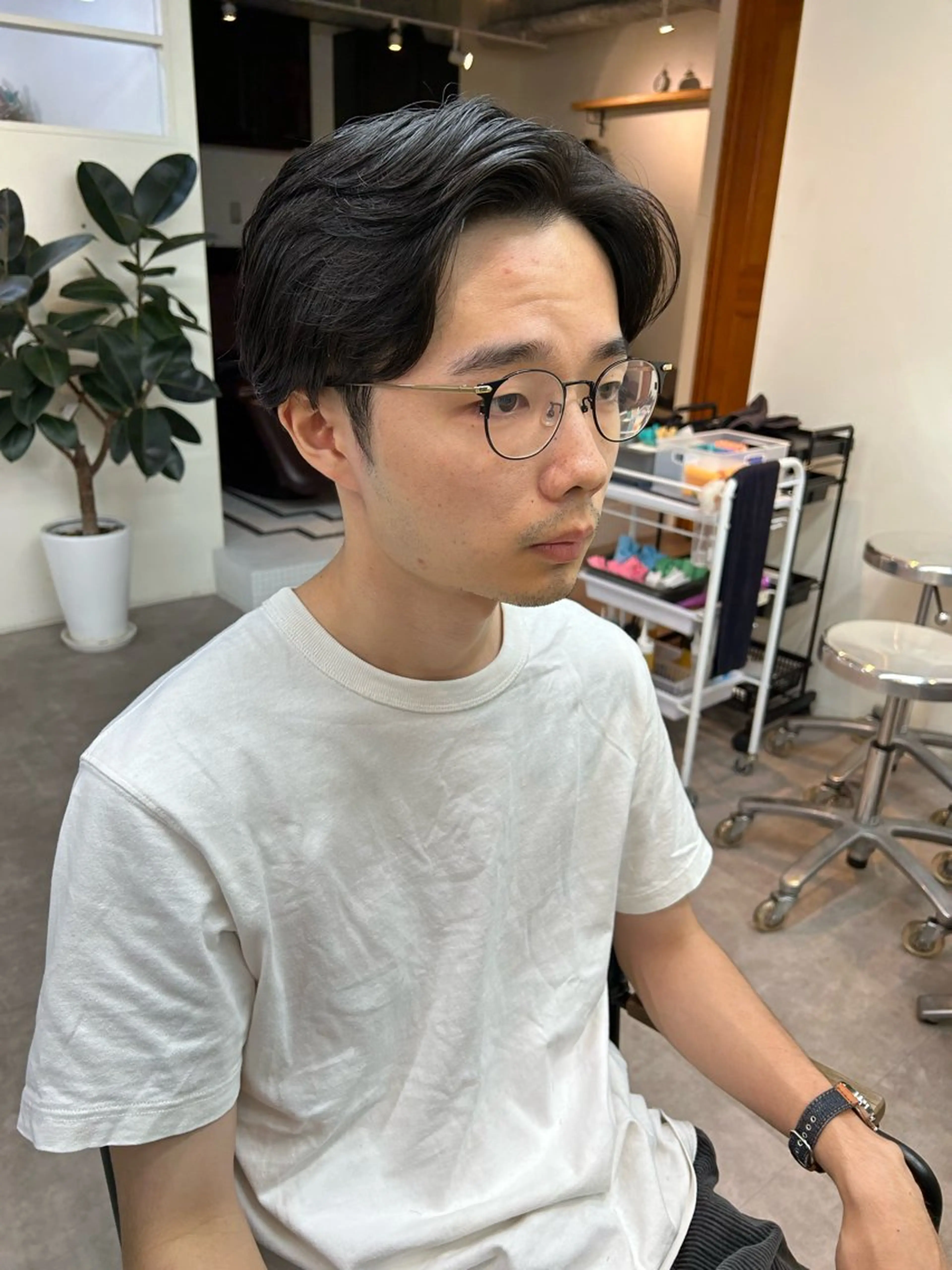 パーマ メンズ カット パーマ yumeka🩶ボブ 暖色/透け感カラーのヘアスタイル