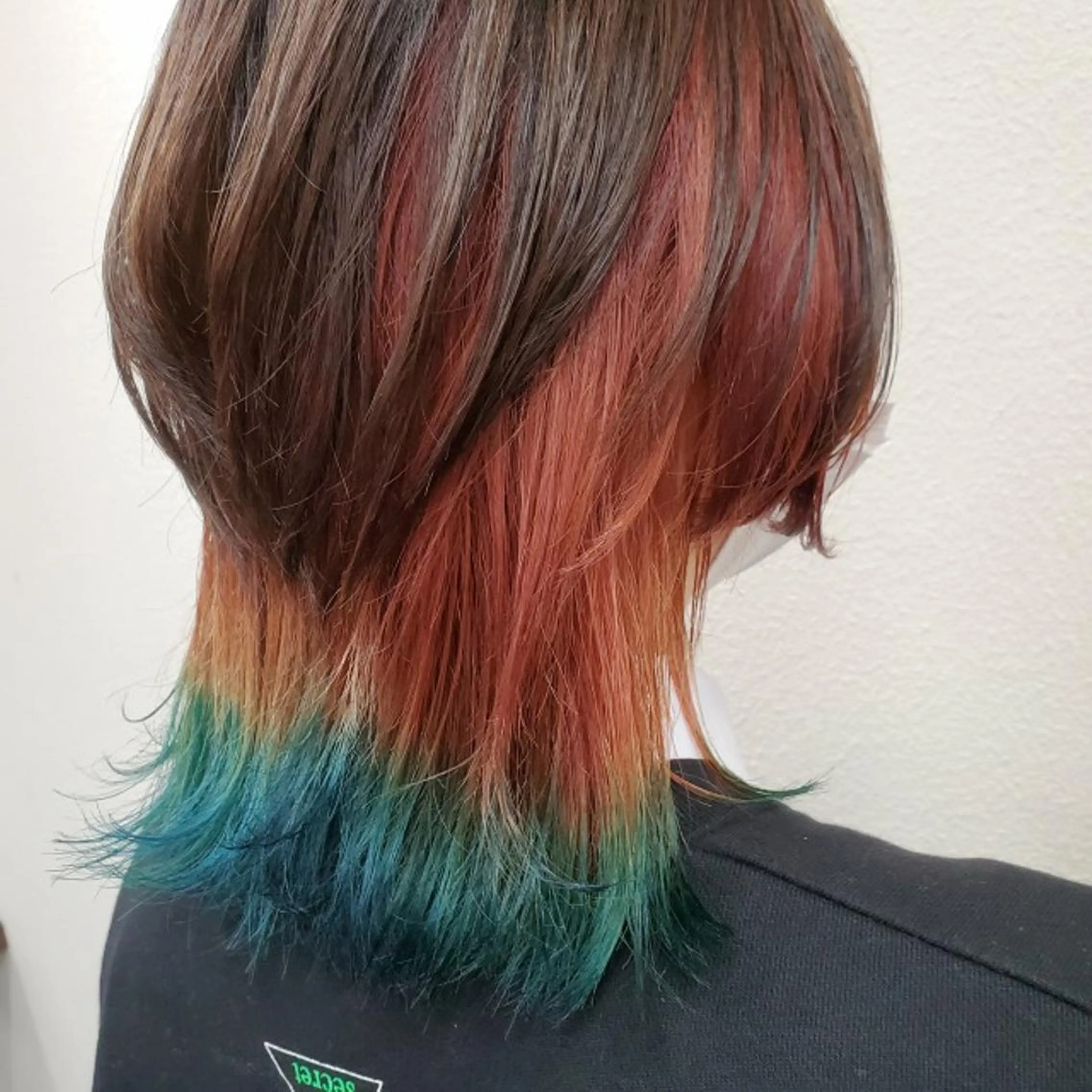 ミディアム カラー インナーカラー ウルフカット 推しアニメカラー🌈 ツヤ透明感カラー🦄のヘアスタイル