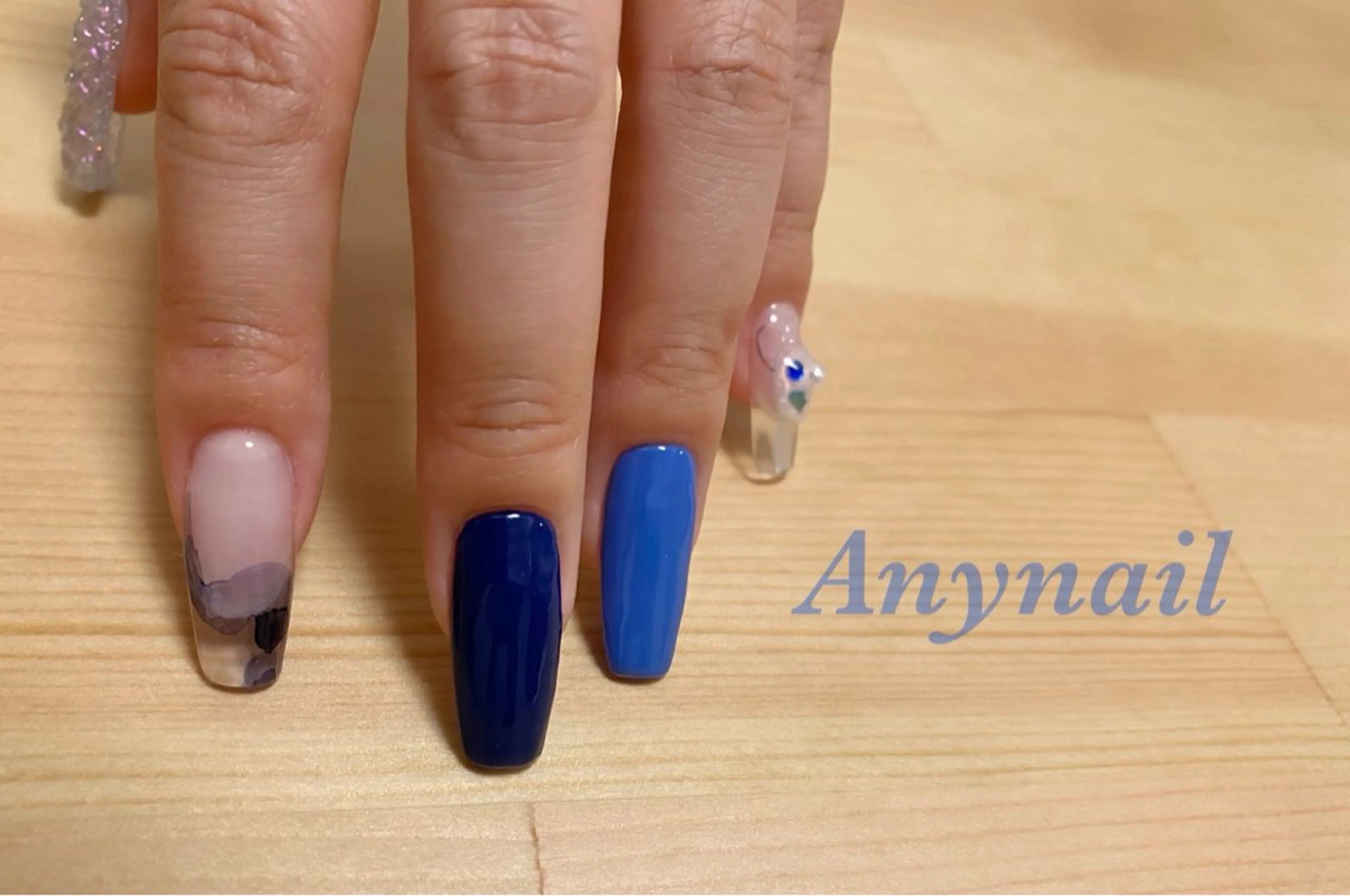 ネイル ブルー ジェルネイル ワンカラーネイル スカルプネイル 岩澤 恵子のネイルデザイン