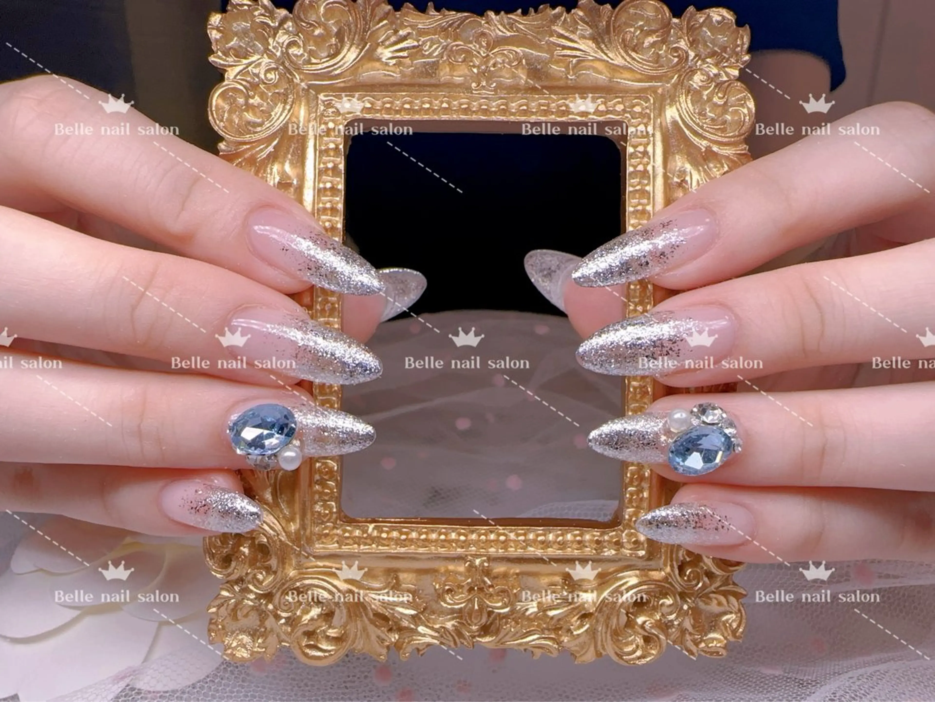 ネイル オーロラネイル 長さ出し フットネイル 韓国ネイル ラメ(グリッター) ハンドネイル Belle nail salon 新小岩のネイルデザイン