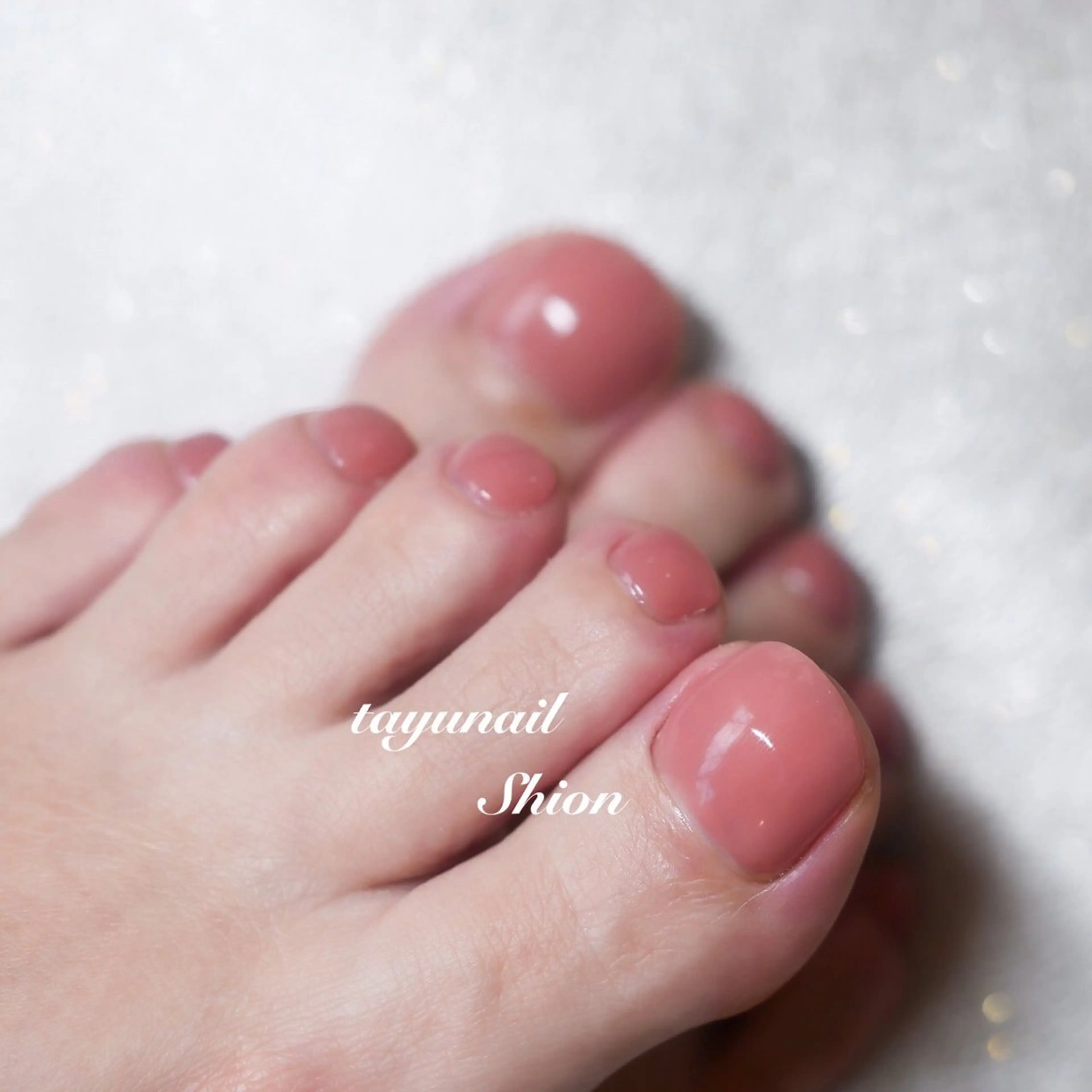 ネイル フットネイル ジェルネイル ワンカラーネイル パラジェル ピンク フットネイル ネイルサロン・ネイルスクール　たゆnail所属・ネイルサロン 【たゆnail】のネイルデザイン