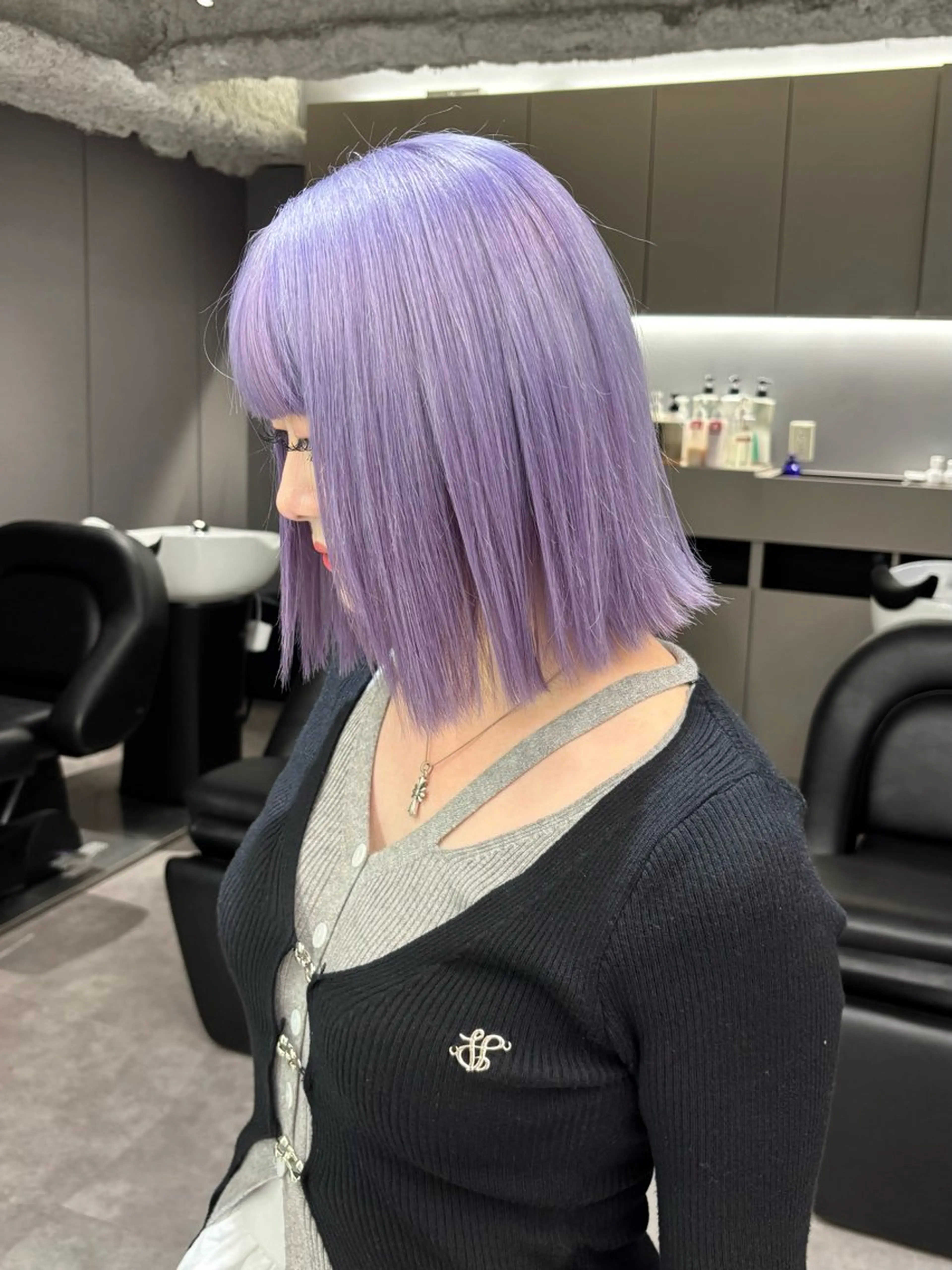ミディアム カラー シルバー バイオレットカラー ヘアカラー トリートメント 名古屋／デザイン／ ブリーチ/松井亮磨のヘアスタイル