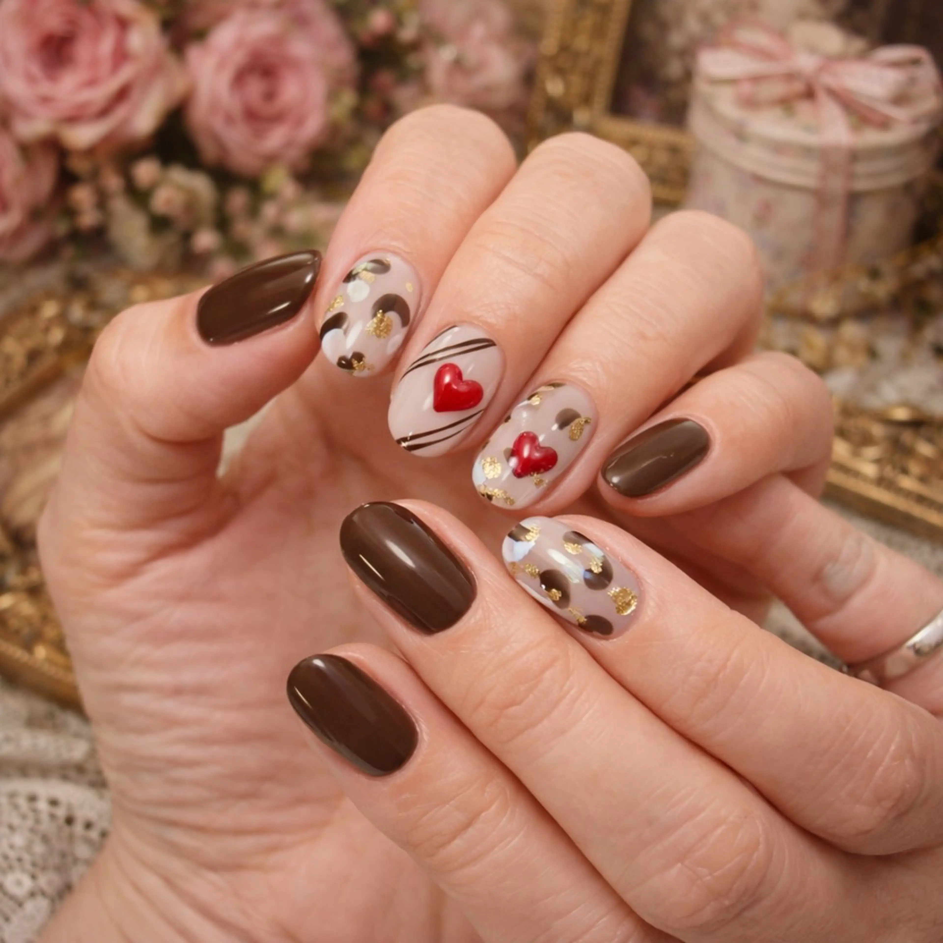 ネイル バレンタイン ハンドネイル Roger 舞のネイルデザイン