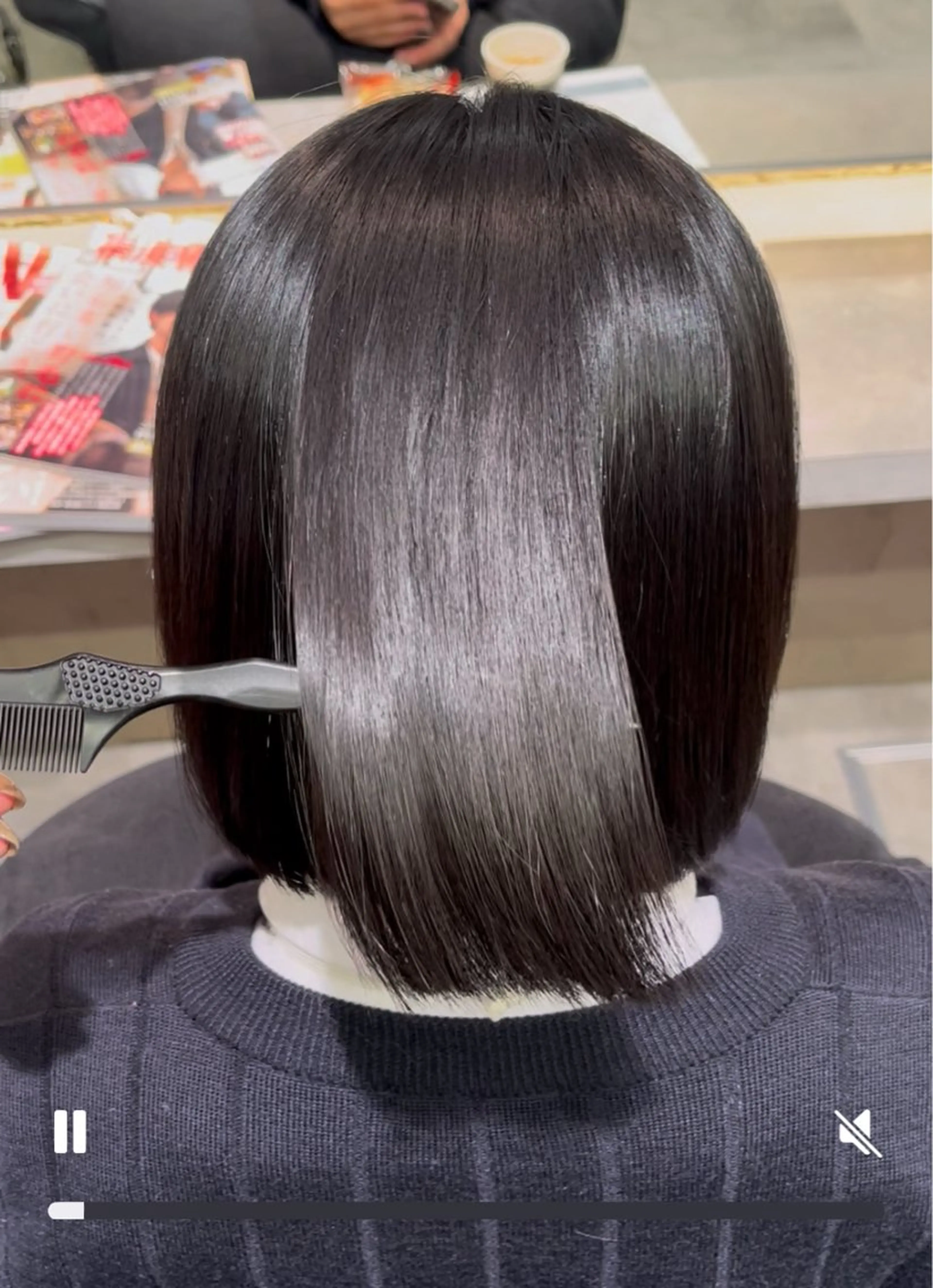 ミディアム カット 縮毛矯正 トリートメント mEg hair creation 新川崎所属・カラー/塚原里沙 川崎のヘアスタイル