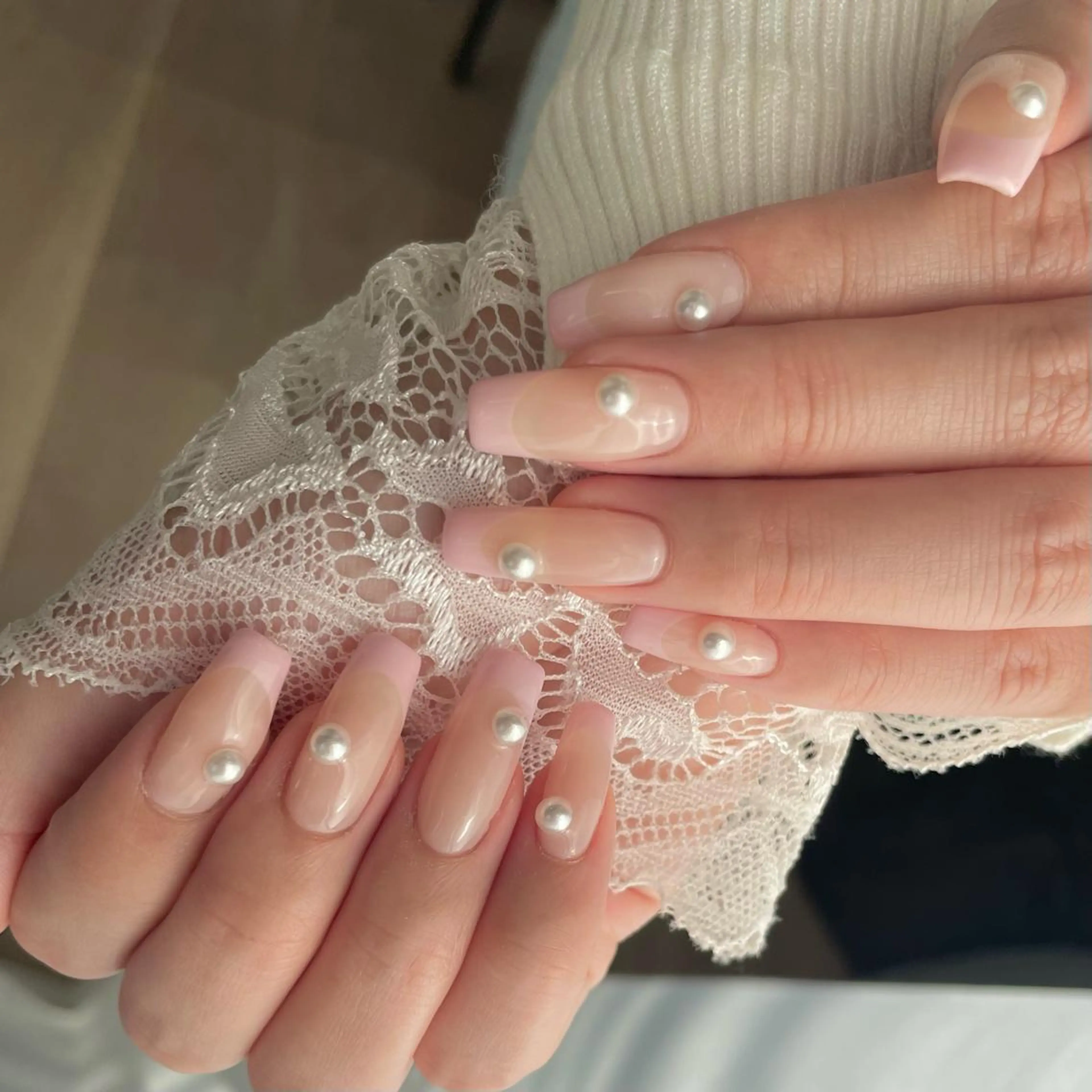 セミロング ネイル フレンチネイル ハンドネイル Statice所属・YUNA FUKUDAのネイルデザイン