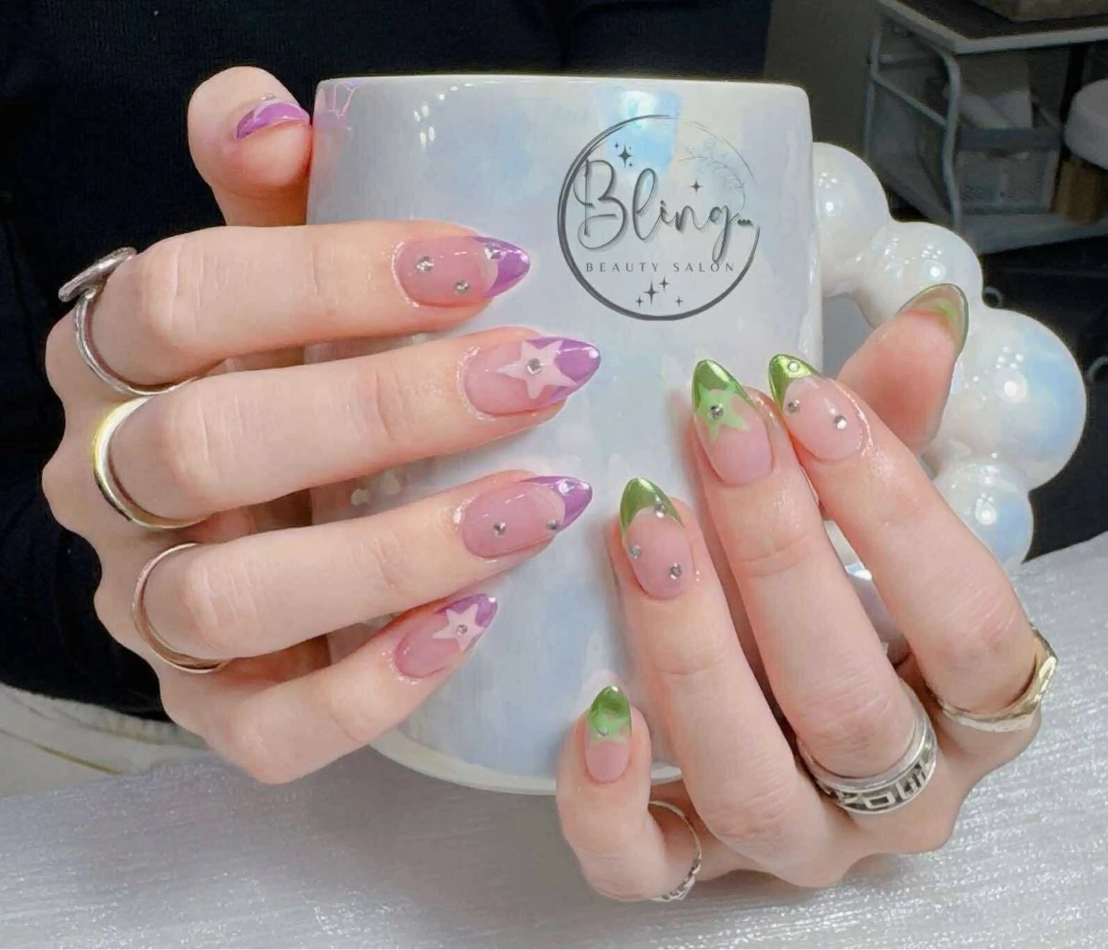 ネイル 長さ出し フレンチネイル 韓国ネイル レース マグネットネイル ハンドネイル nami ナミのネイルデザイン