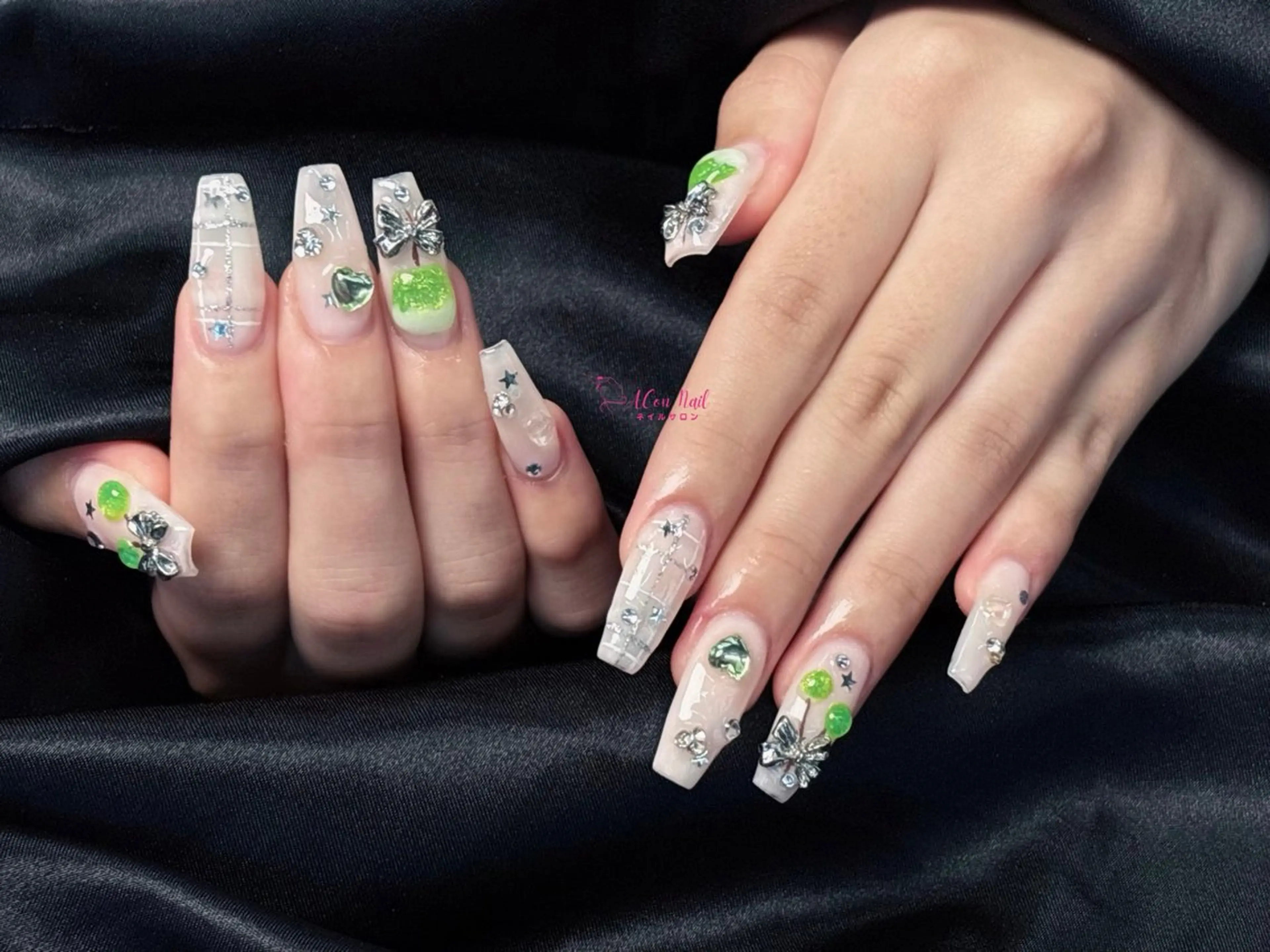 ネイル 桜ネイル 長さ出し フラワーネイル フレンチネイル ジェルネイル ハンドネイル AConNailSalon所属・ACon NailSalonのネイルデザイン