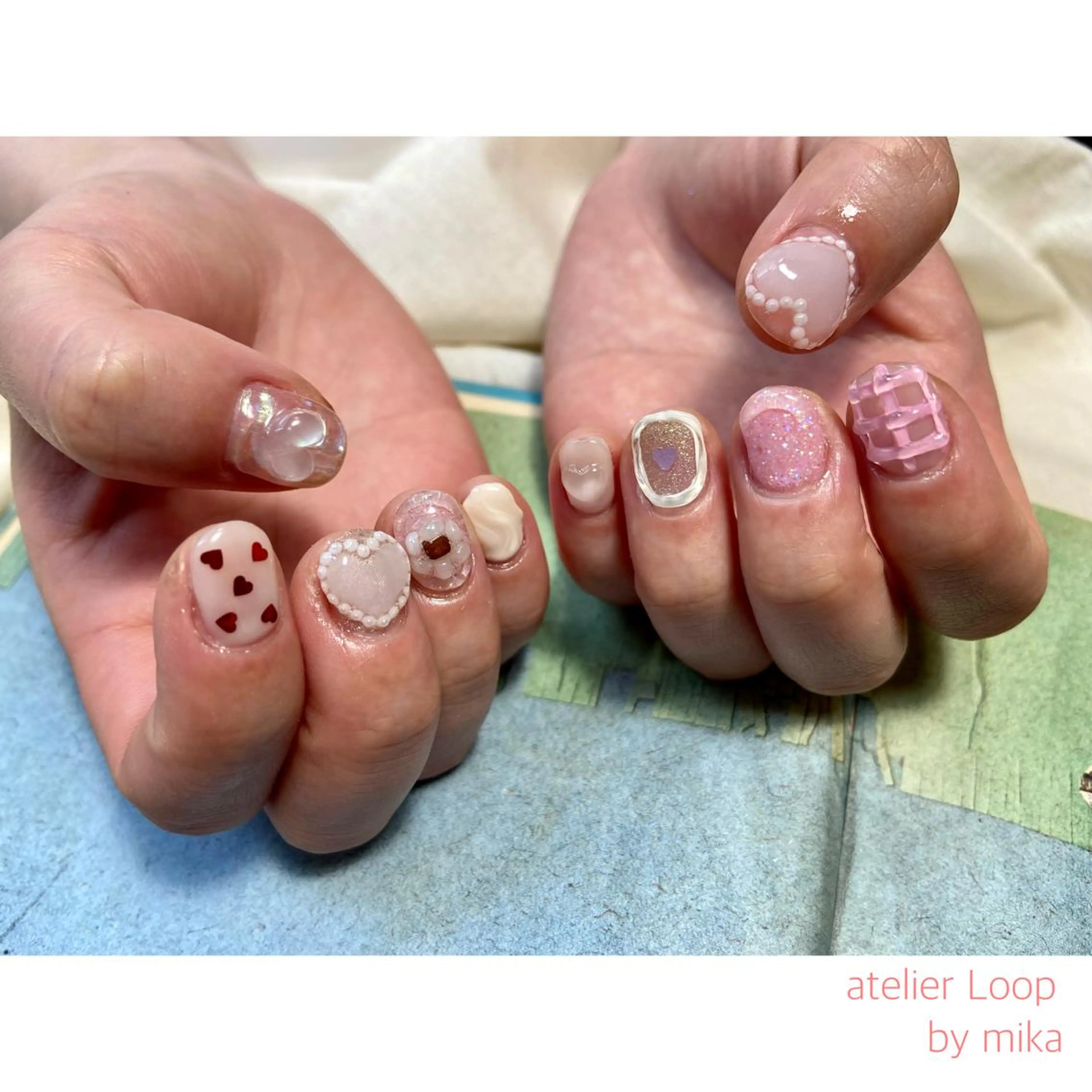 ネイル ハート ハンドネイル atelierLoopbyshiho所属・atelier Loop♪MIKAのネイルデザイン