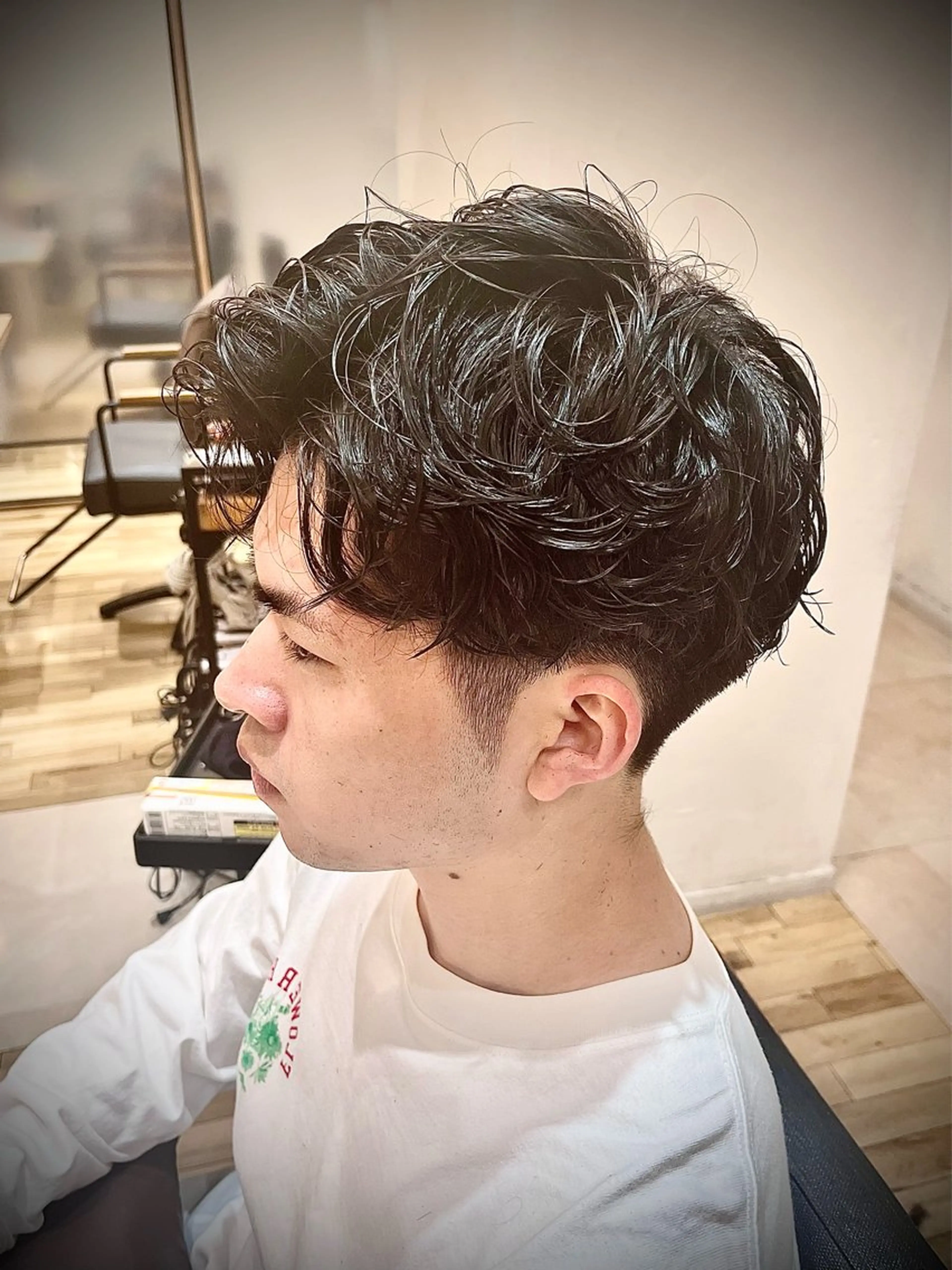 パーマ メンズ アップバング メンズパーマ カット パーマ 🟦メンズ特化🟦 たかしま　あさひのヘアスタイル