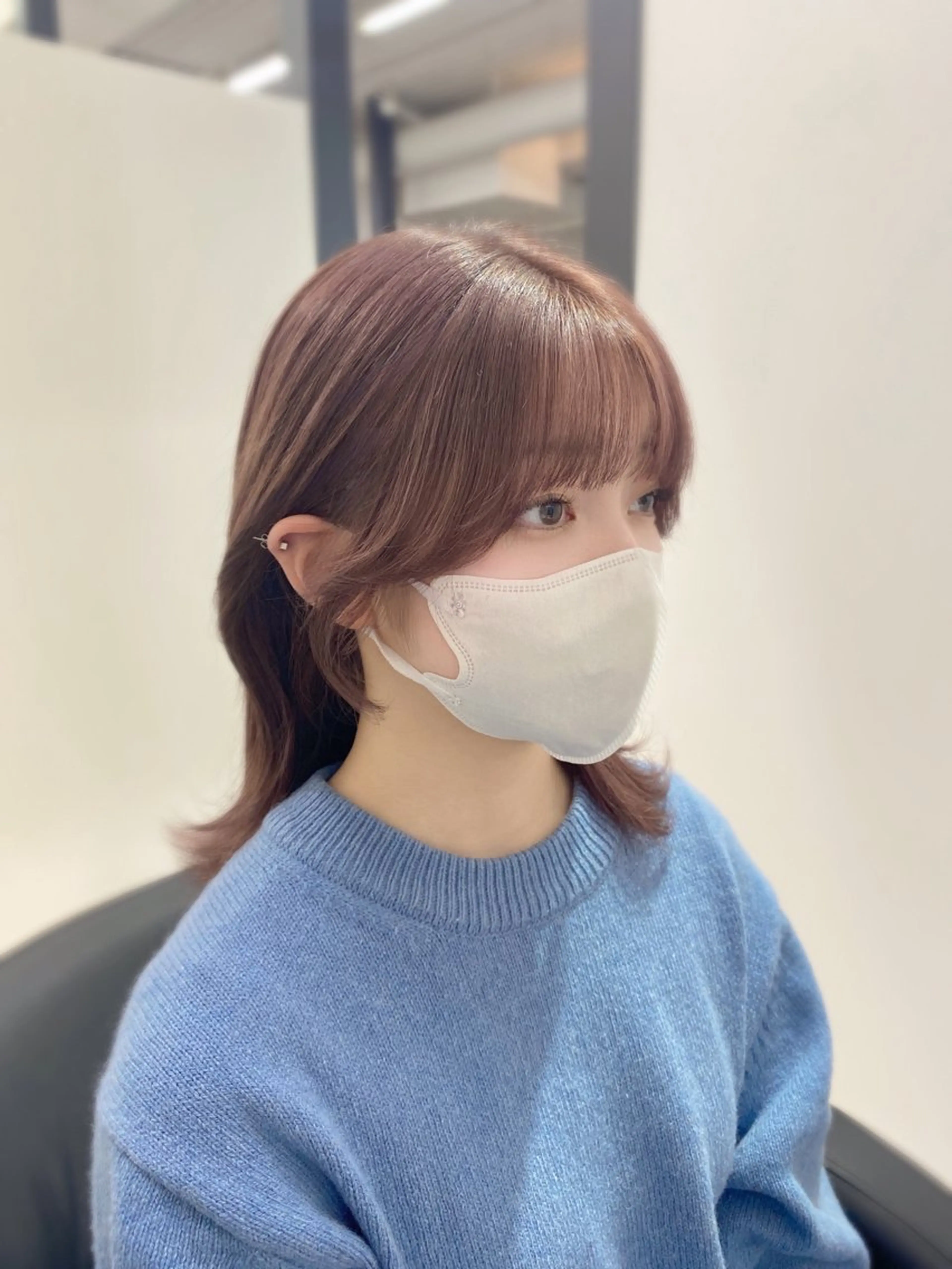 ミディアム カット ヘアカラー トリートメント YUZU🎀顔まわり ×レイヤーカットのヘアスタイル
