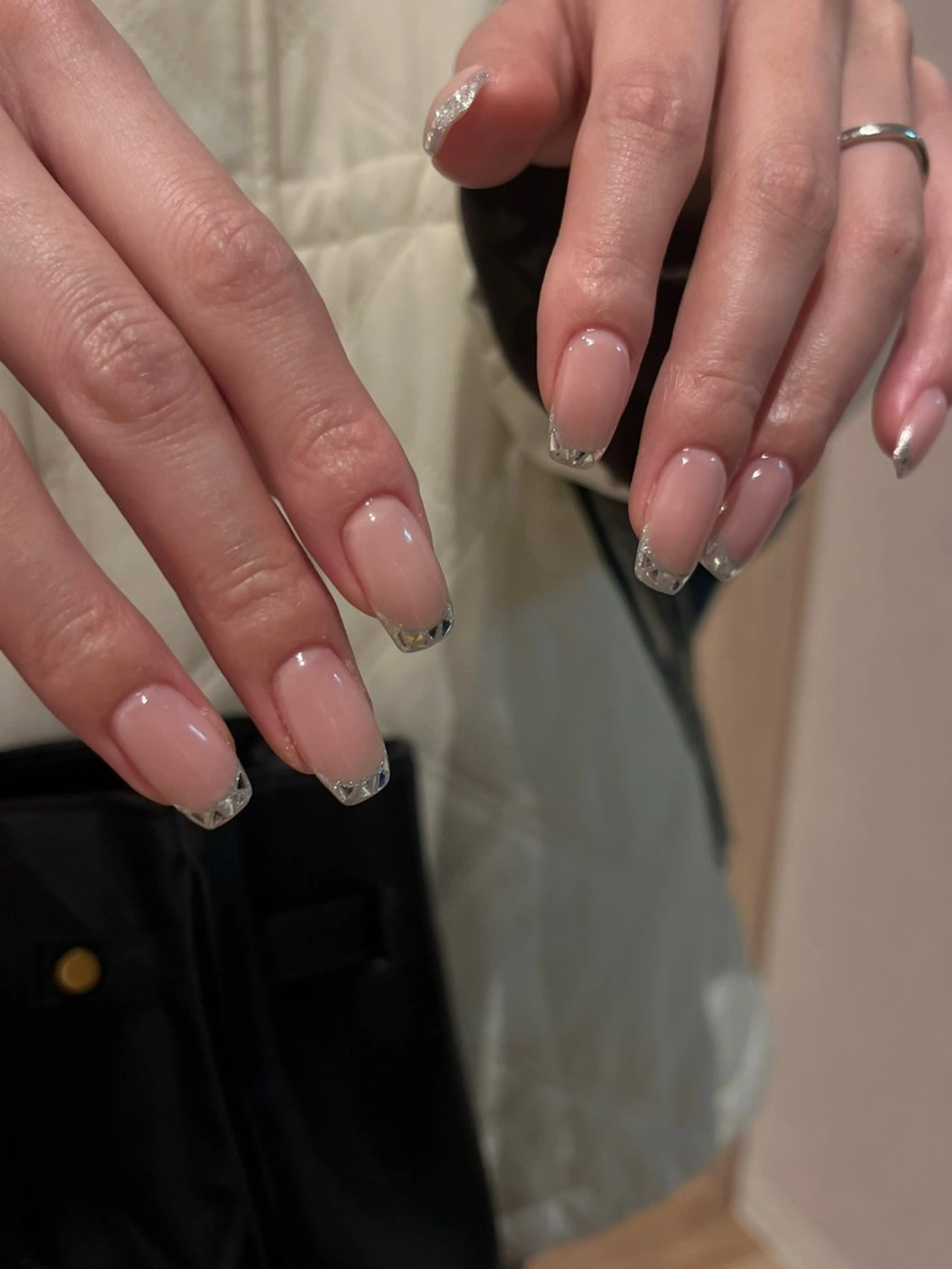 ネイル フレンチネイル ガラスフレンチ ハンドネイル Bianca 名駅 Yamazoeのネイルデザイン