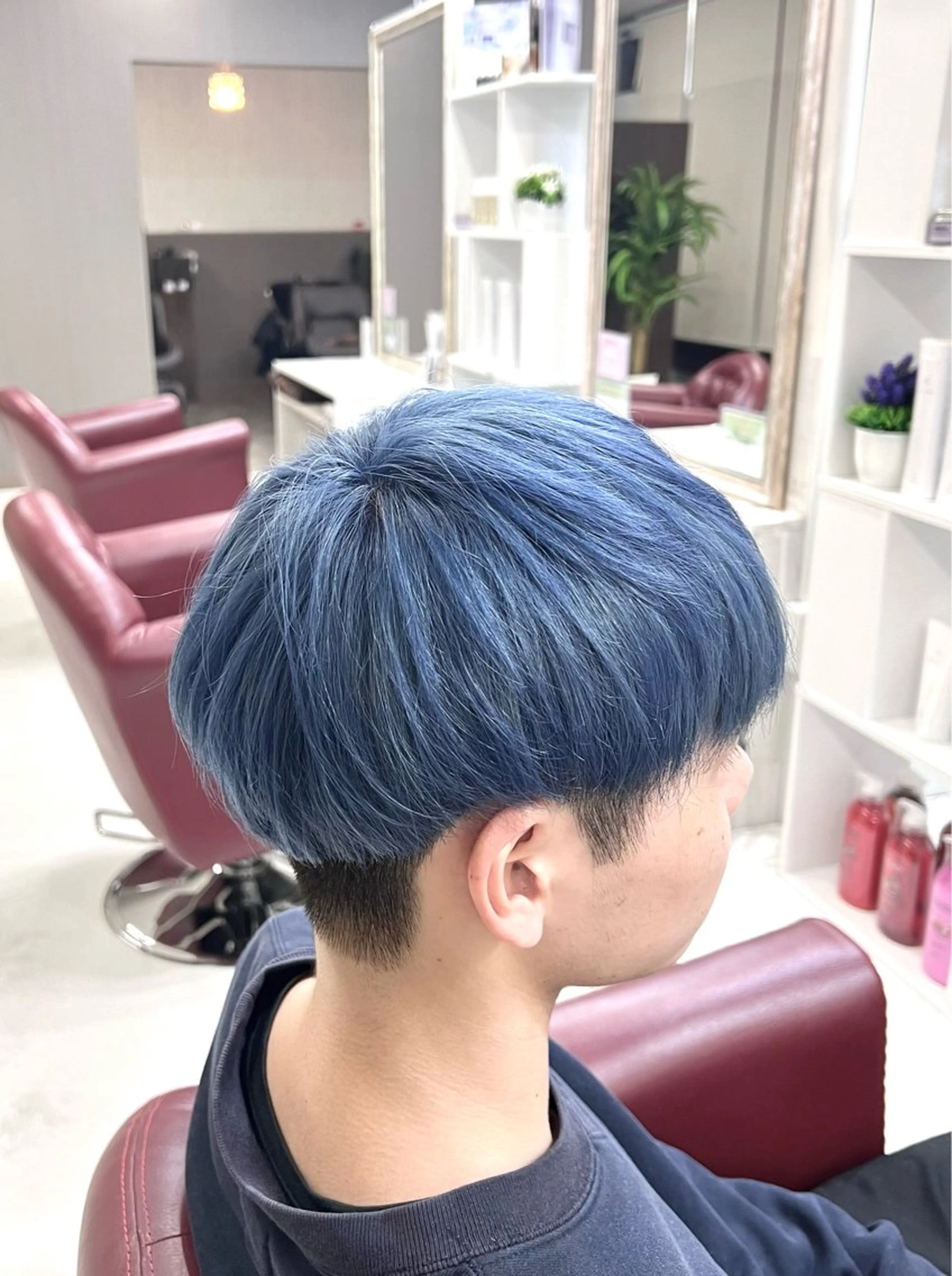 ショート カラー メンズ ブルーカラー シルバー KEN 🌟のヘアスタイル