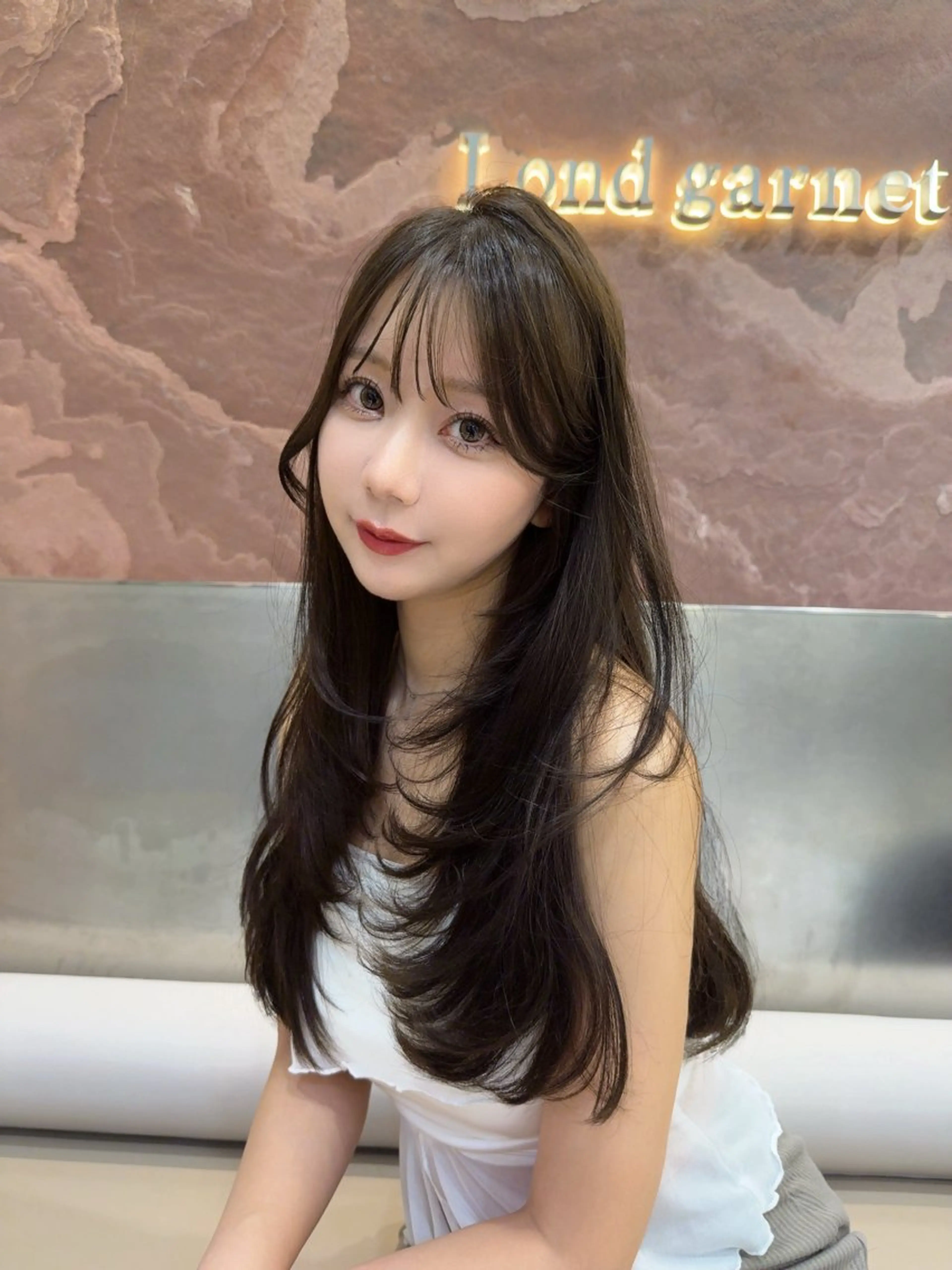 ロング カット ヘアカラー トリートメント 縮毛矯正/レイヤー 韓国/顔まわり/夢音のヘアスタイル