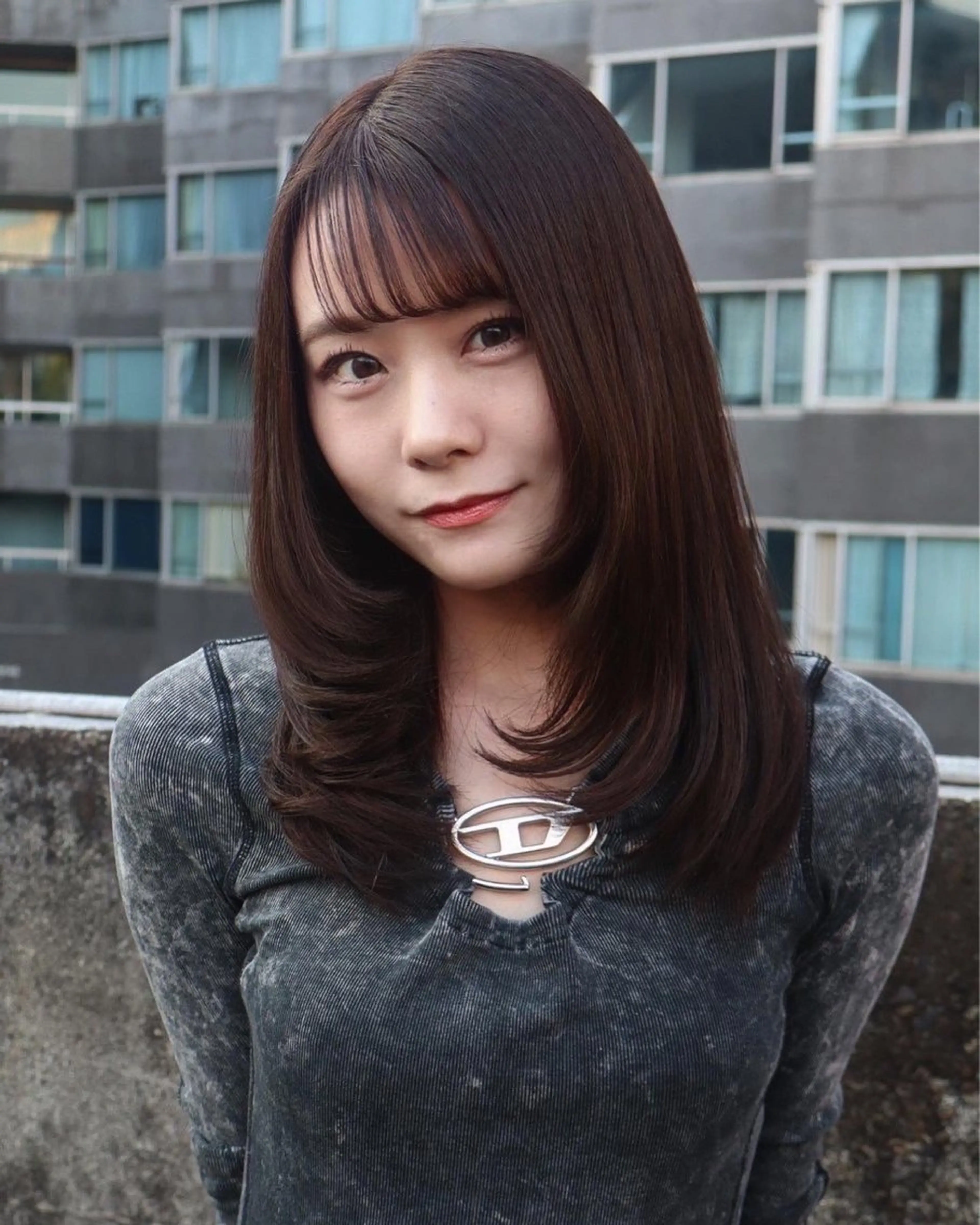 セミロング カラー レイヤーカット /ハイトーンchaoのヘアスタイル