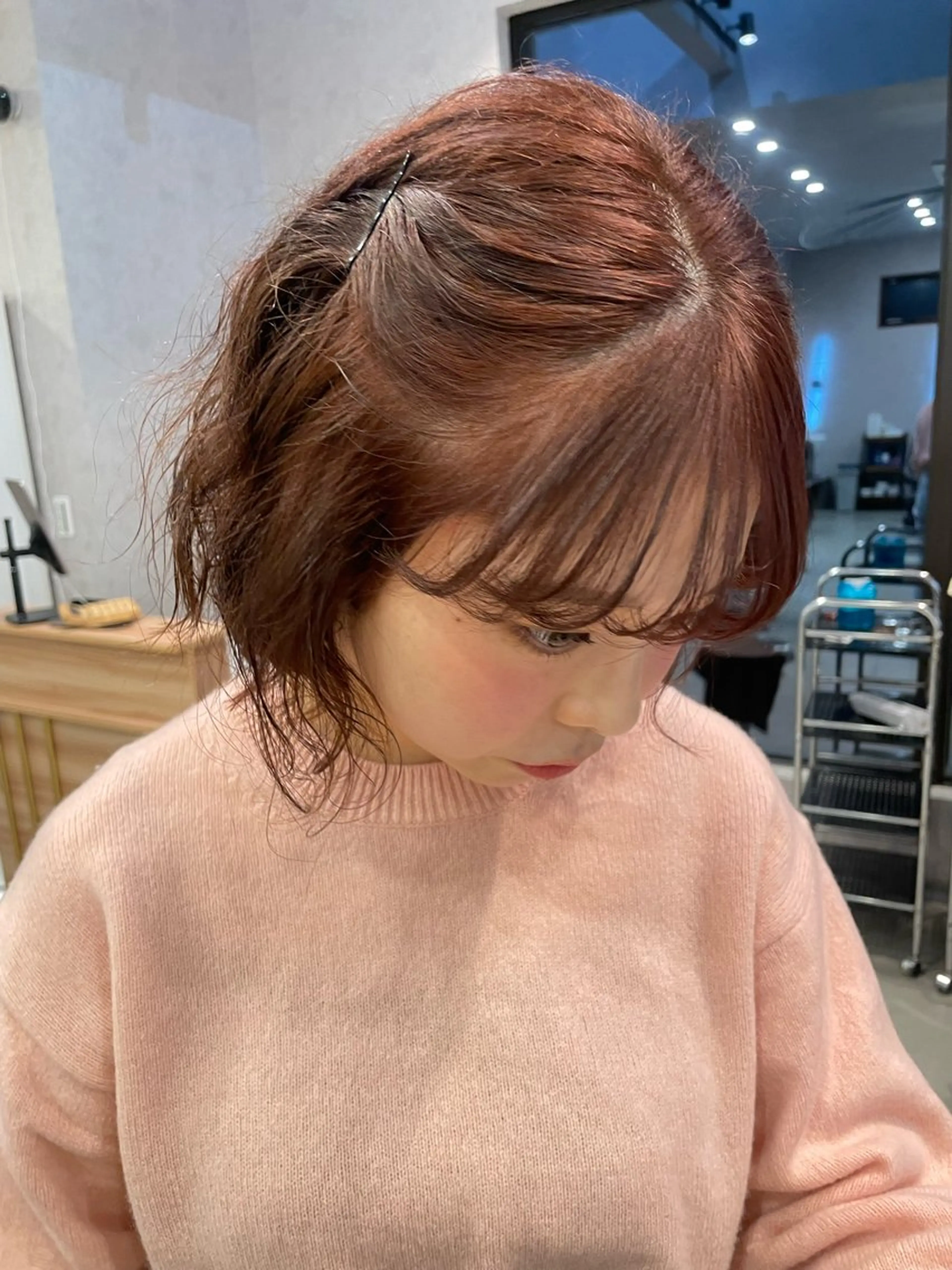 カラー オレンジ ヘアカラー 透明感カラー/ボブ misaki °＊のヘアスタイル