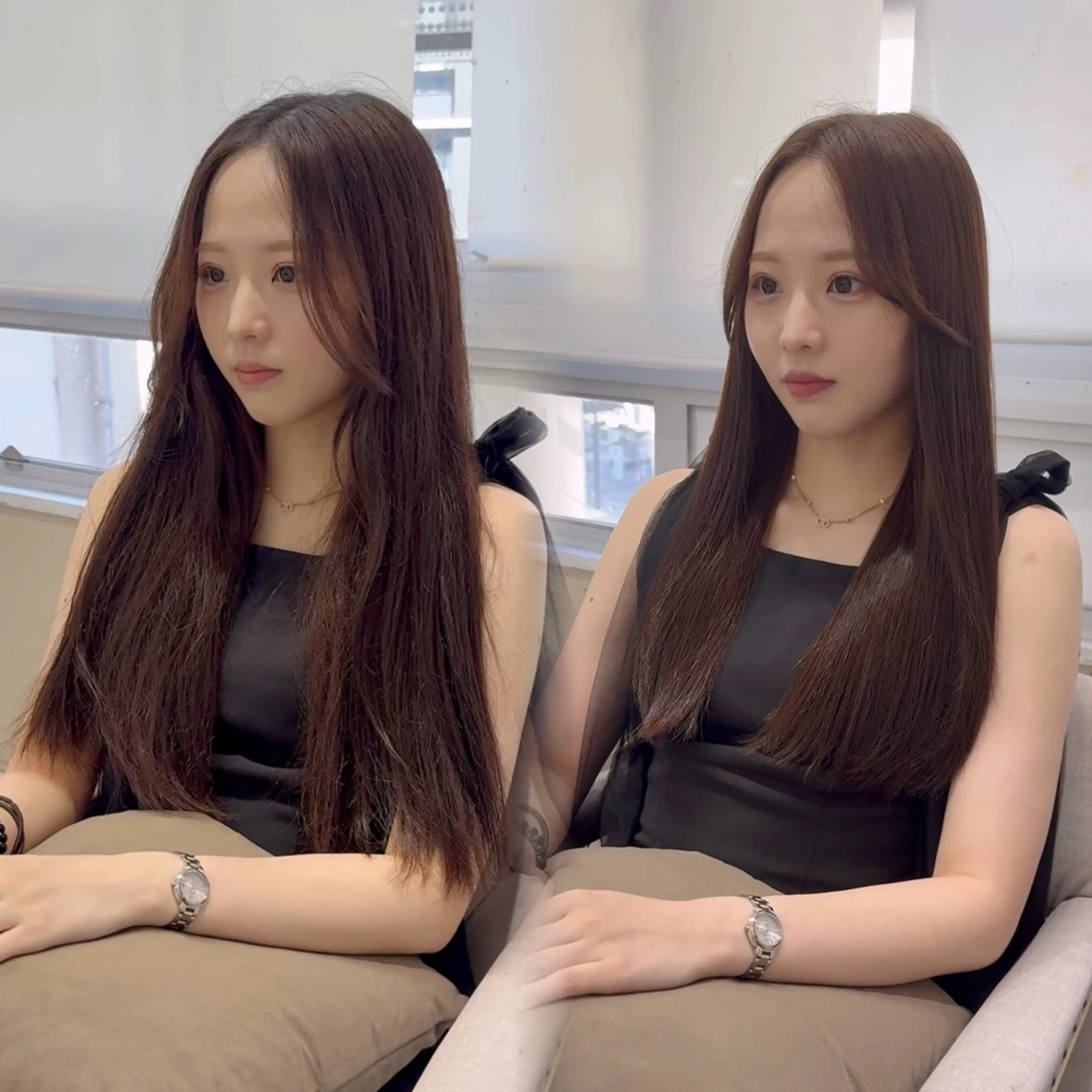 ロング カット ヘアカラー 縮毛矯正 トリートメント 髪質改善韓国レイヤー SHIORI🦋のヘアスタイル