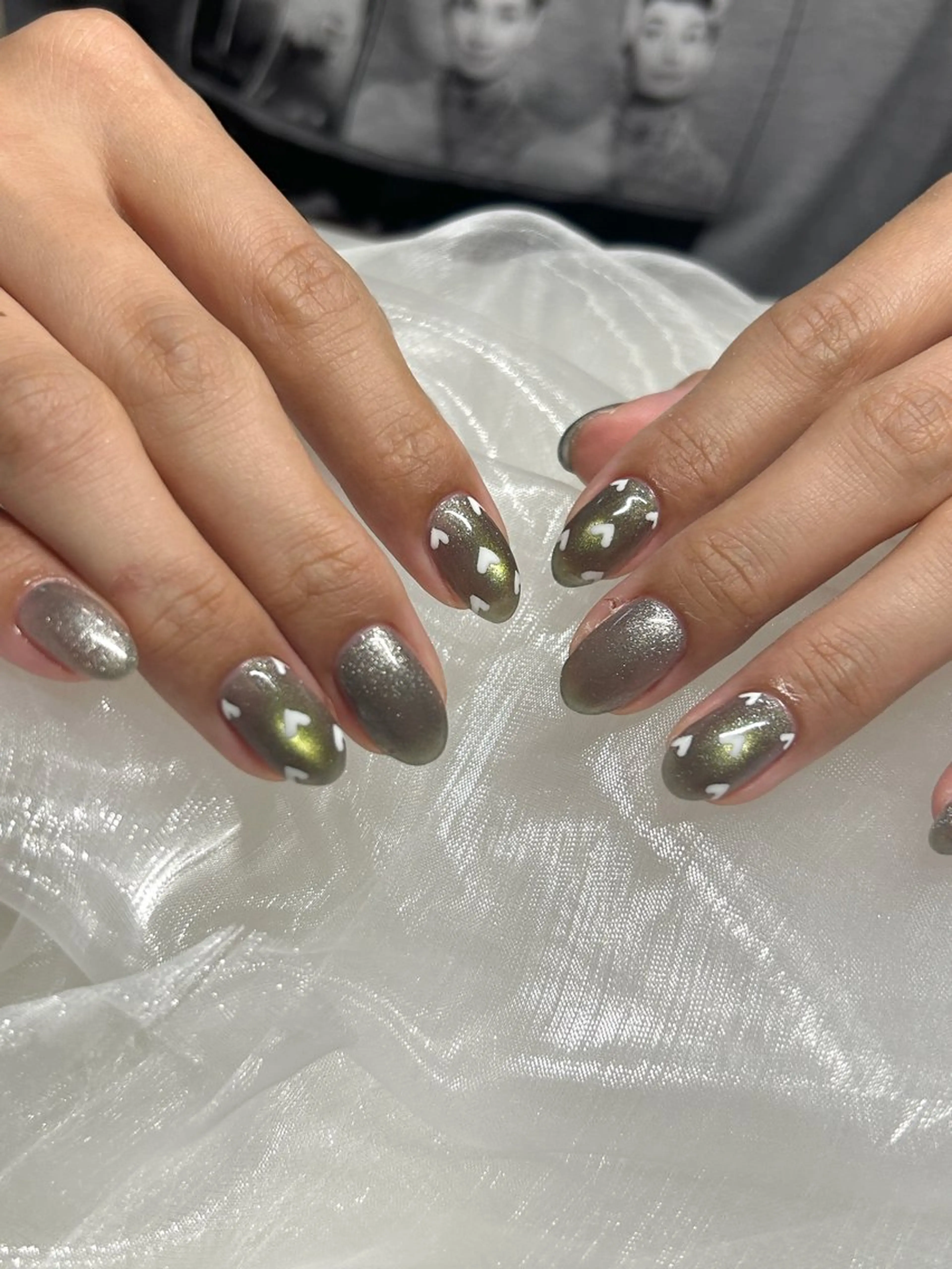 ネイル ハート マグネットネイル シルバー nail salon　coco no ne所属・coco no ne KANNAのネイルデザイン