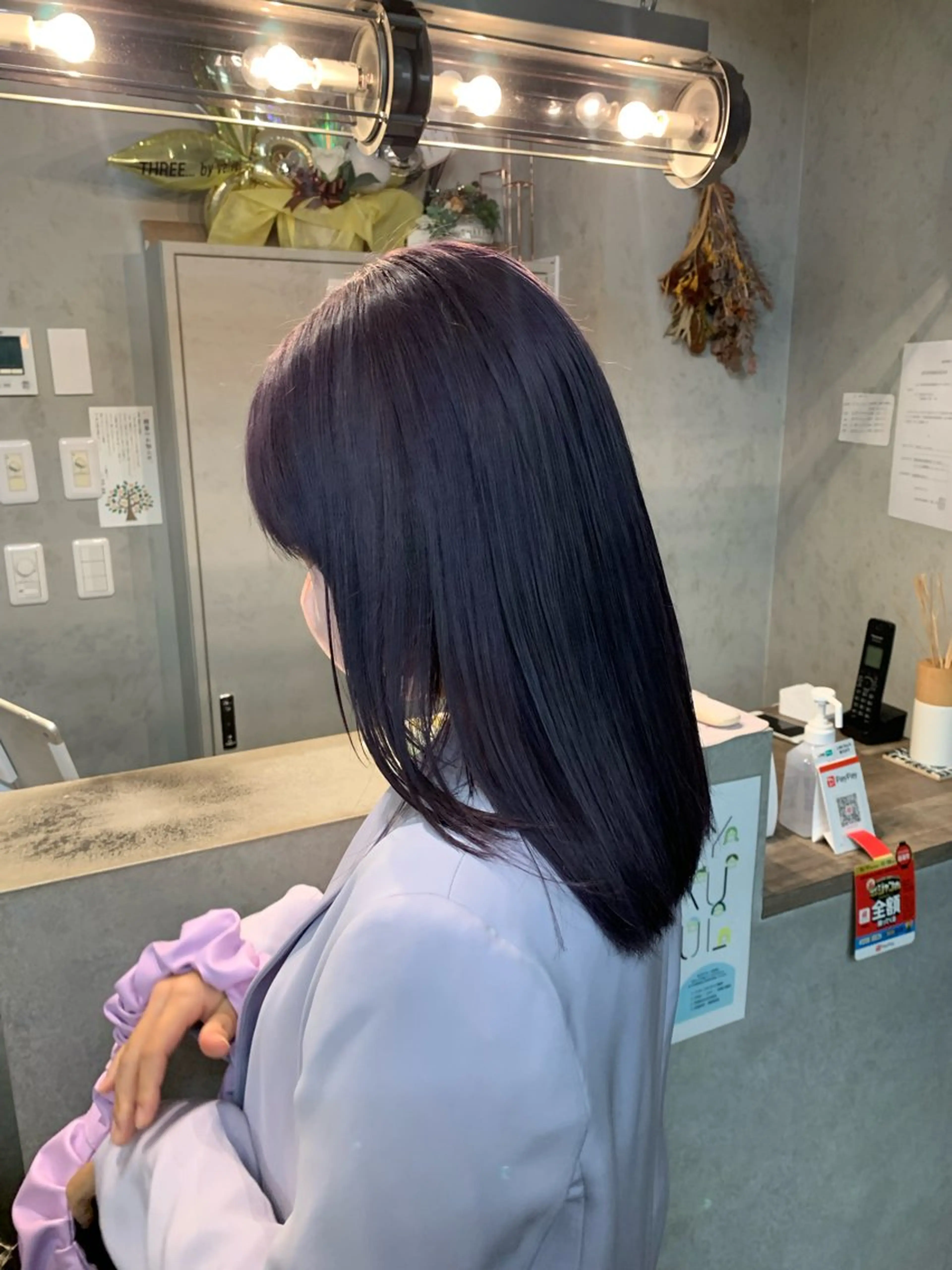ミディアム カラー 透明感カラー ラベンダーカラー ヘアカラー トリートメント Haru/THREE …by velvetのヘアスタイル