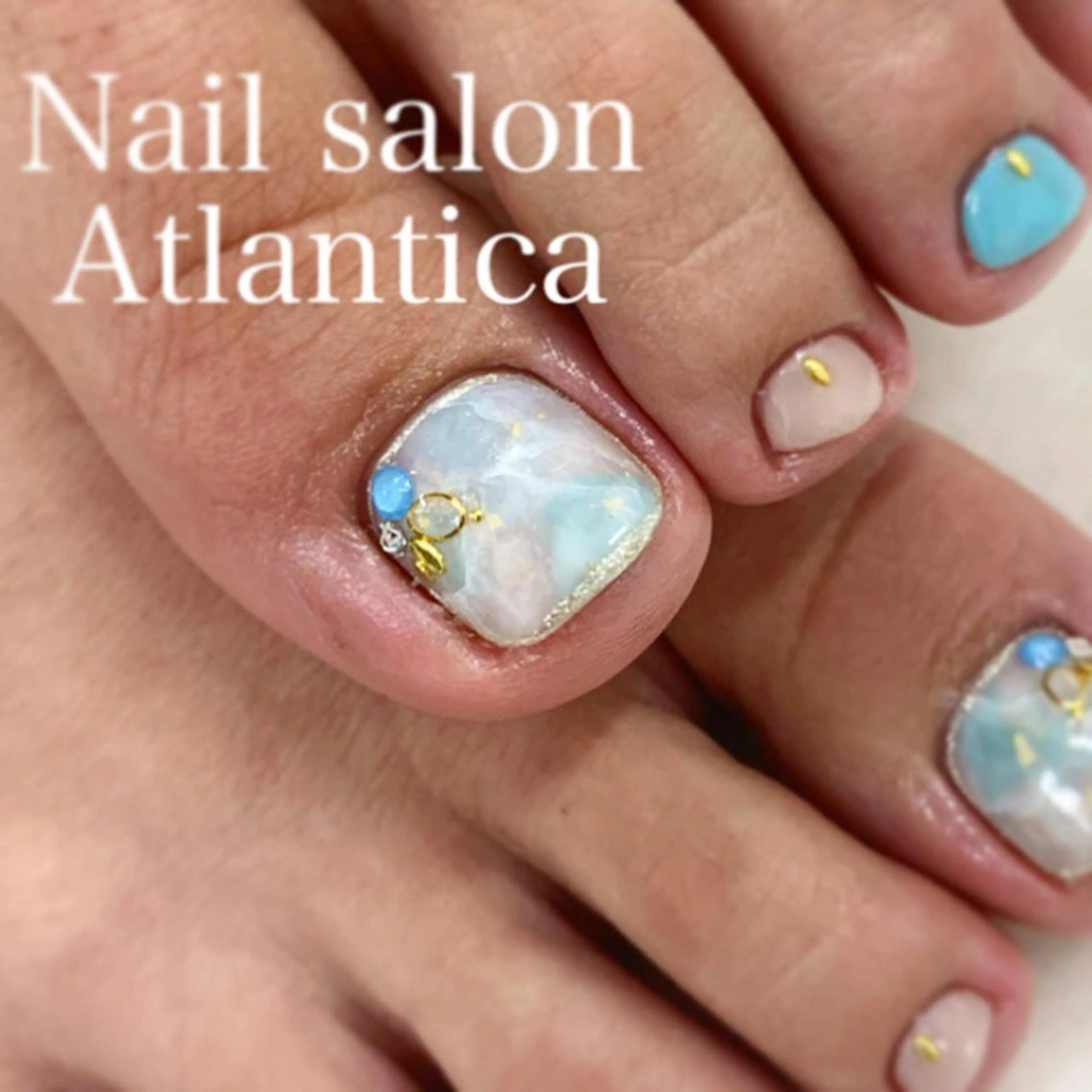 ネイル 水色 Nail salon Atlantica所属・Nail salon ✩ ｱﾄﾗﾝﾃｨｶのネイルデザイン