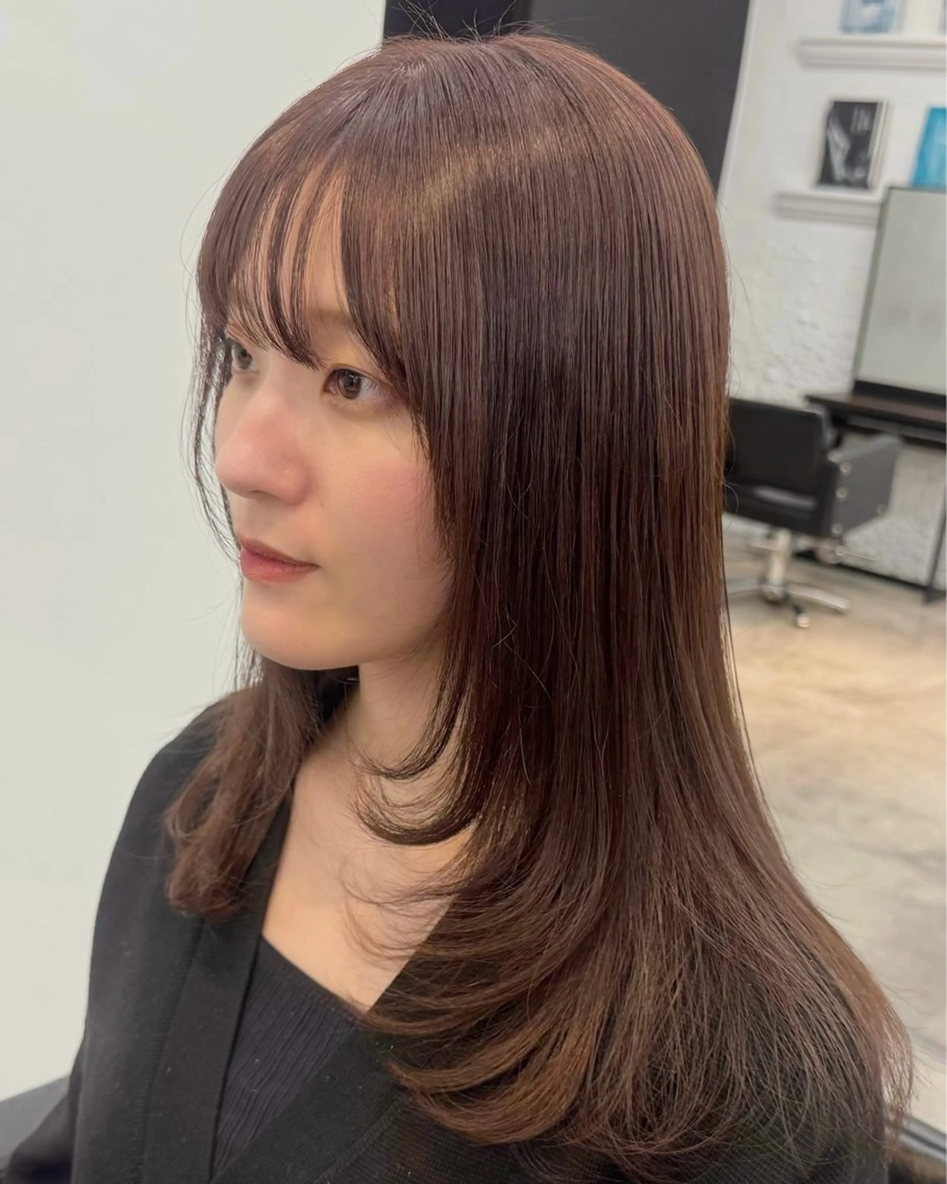 ミディアム カラー 顔周りカット レイヤーカット 似合わせカット カット ヘアカラー トリートメント レイヤー/透明感/ 艶髪/kana 🩰のヘアスタイル