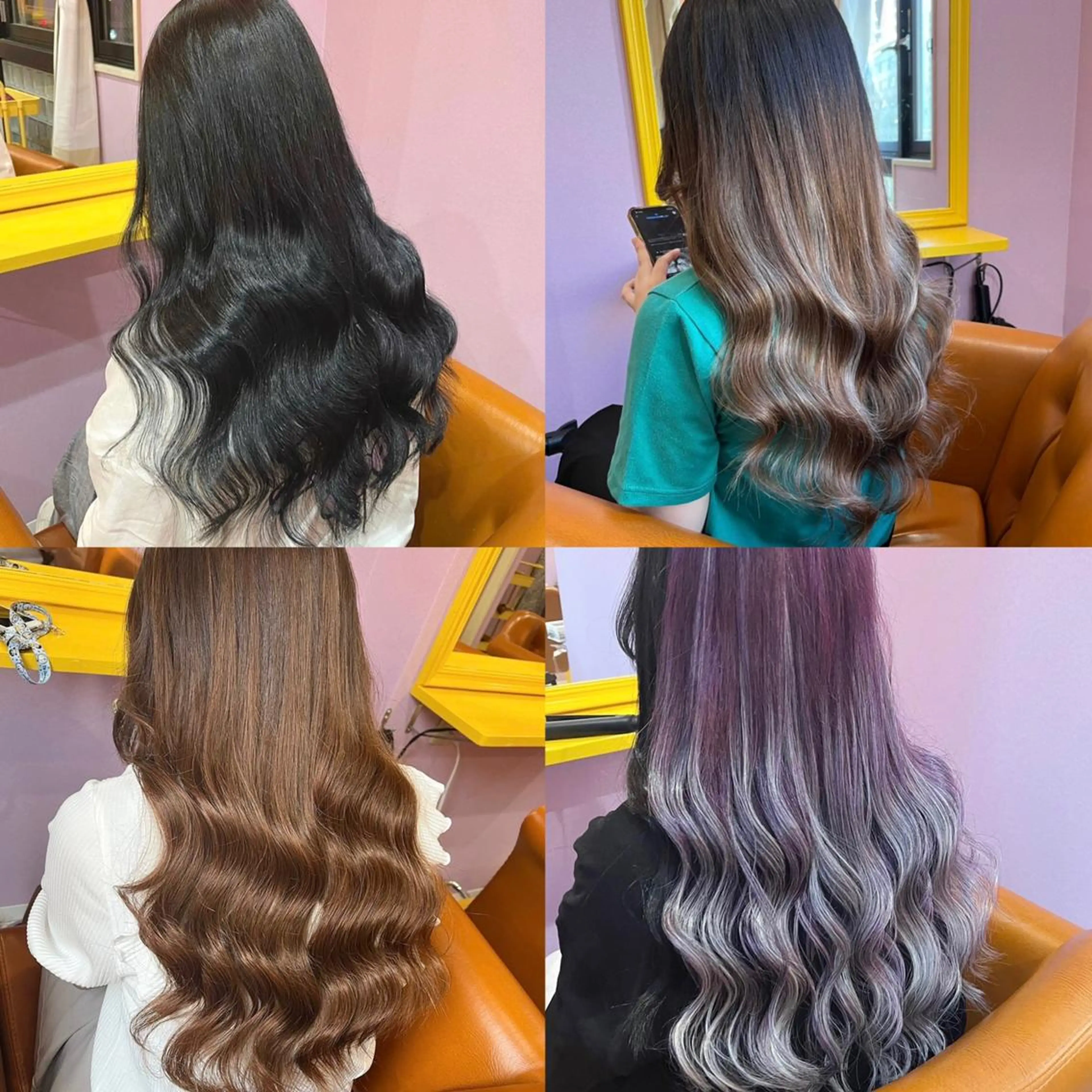 ロング カラー チビ編み込みエクステ シールエクステのヘアスタイル
