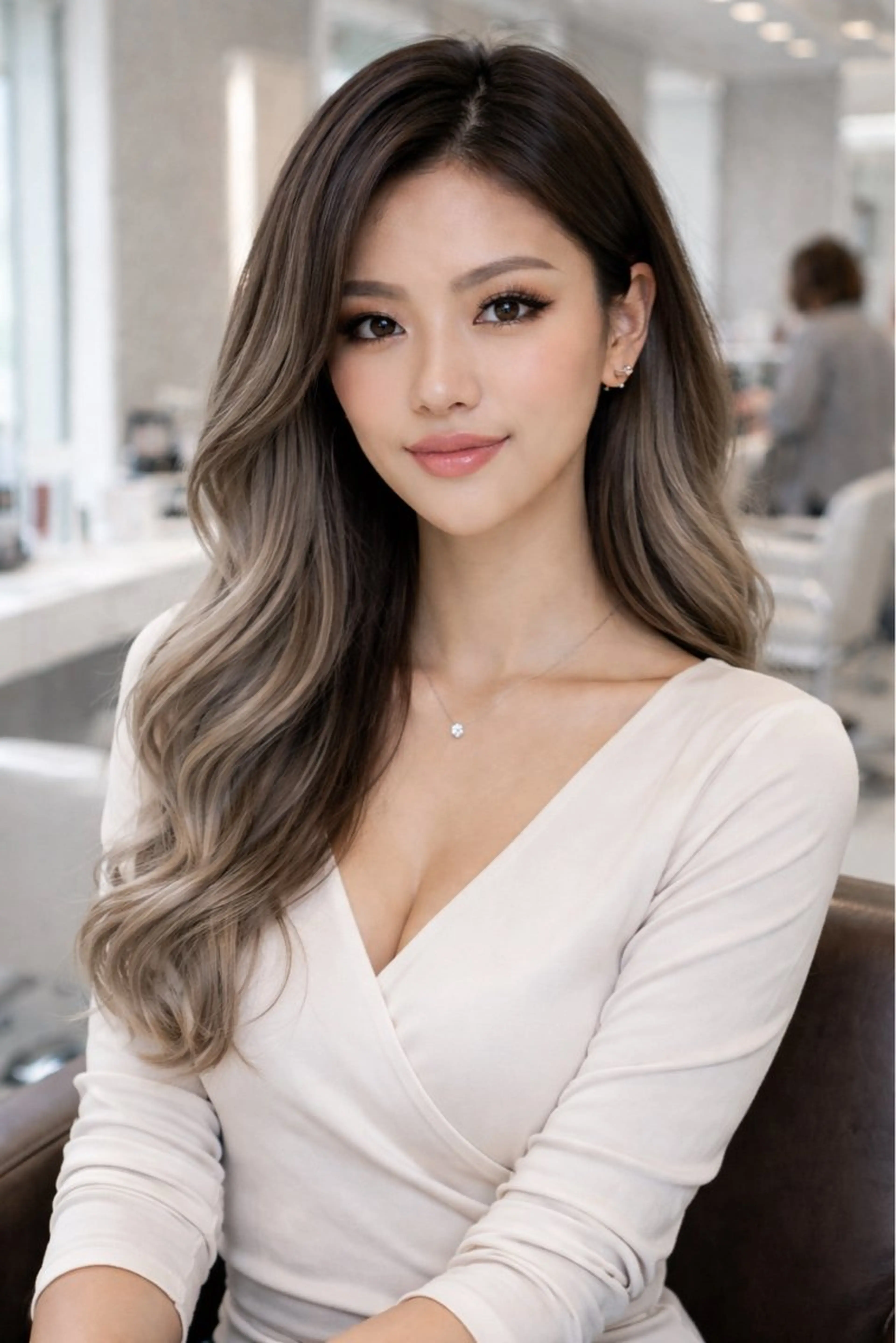 【岡山バレイヤージュカラー】カット＋(ケアブリーチ&カラー)＋4ステップ超音波トリの写真