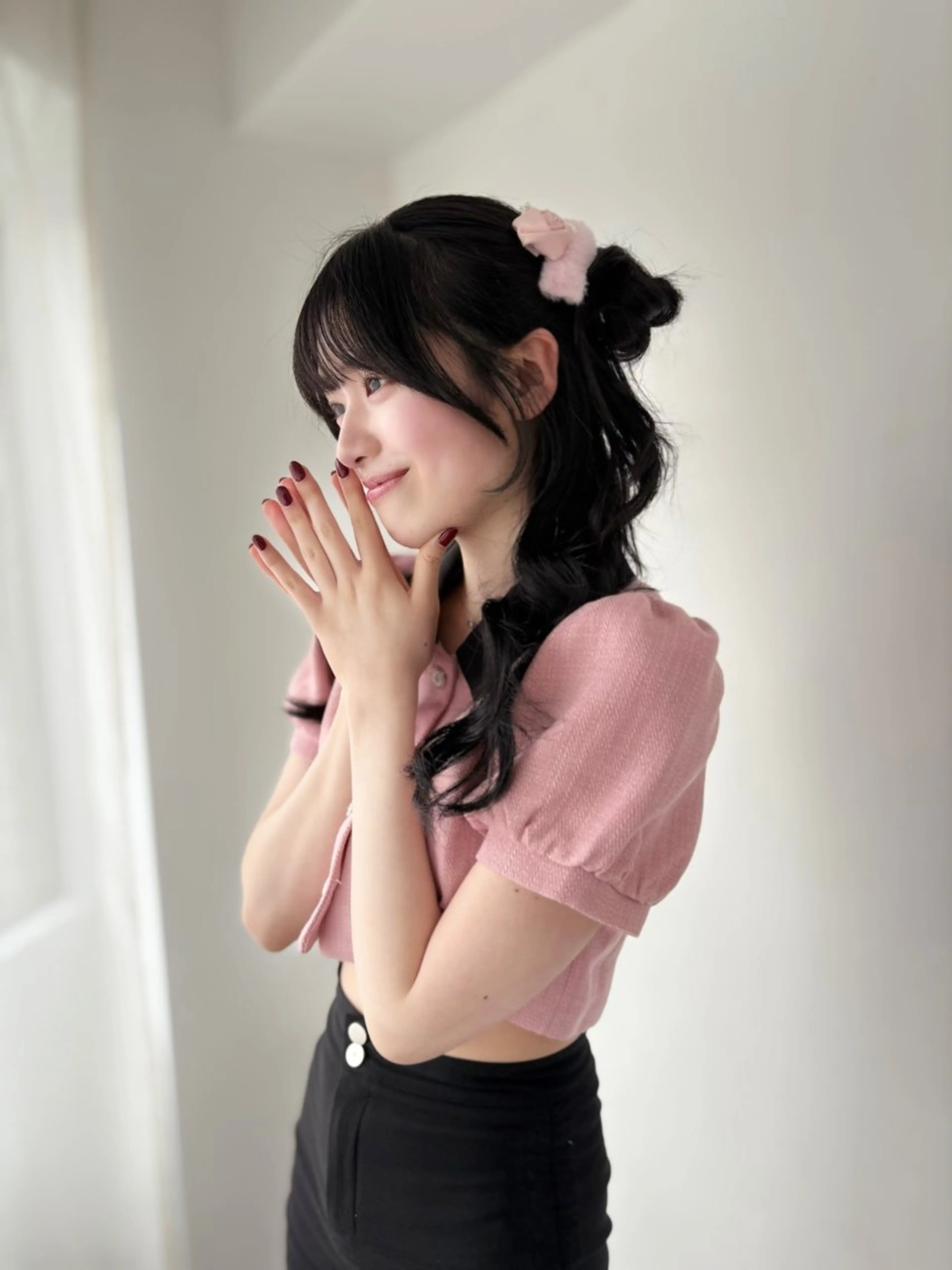 ロング カラー ヘアアレンジ ハーフアップ 小顔カット 新宿/韓国ヘア 中明度カラー/かやのヘアスタイル