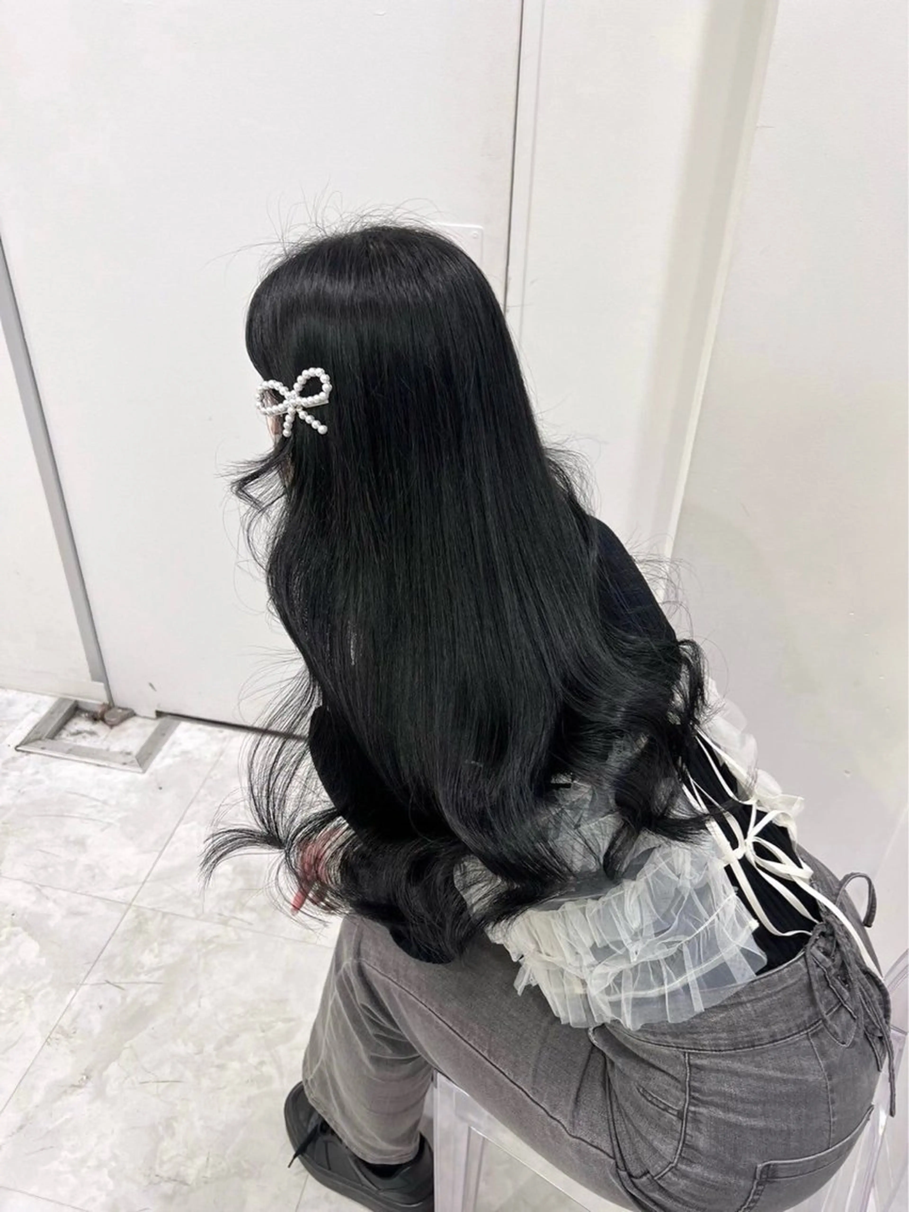 ロング カラー グレージュ オリーブグレージュ オリーブグレー 韓国風ヘア 大人上品ベージュ 🎀HARUNAのヘアスタイル