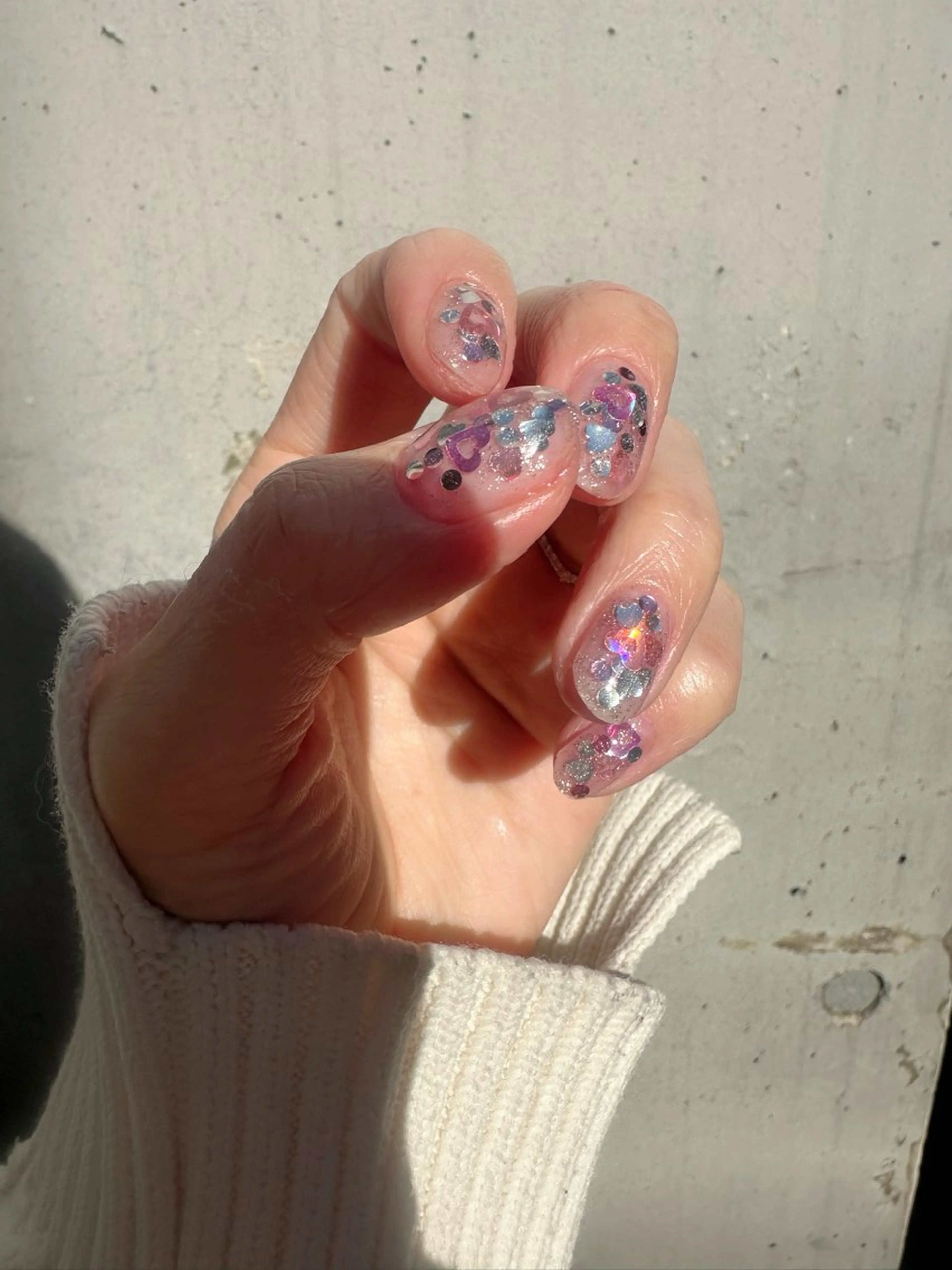 ネイル フラッシュネイル ハート ホログラムネイル 氷ネイル・うるうるネイル ラメ(グリッター) 🪞KAPE NAIL 🪞のネイルデザイン