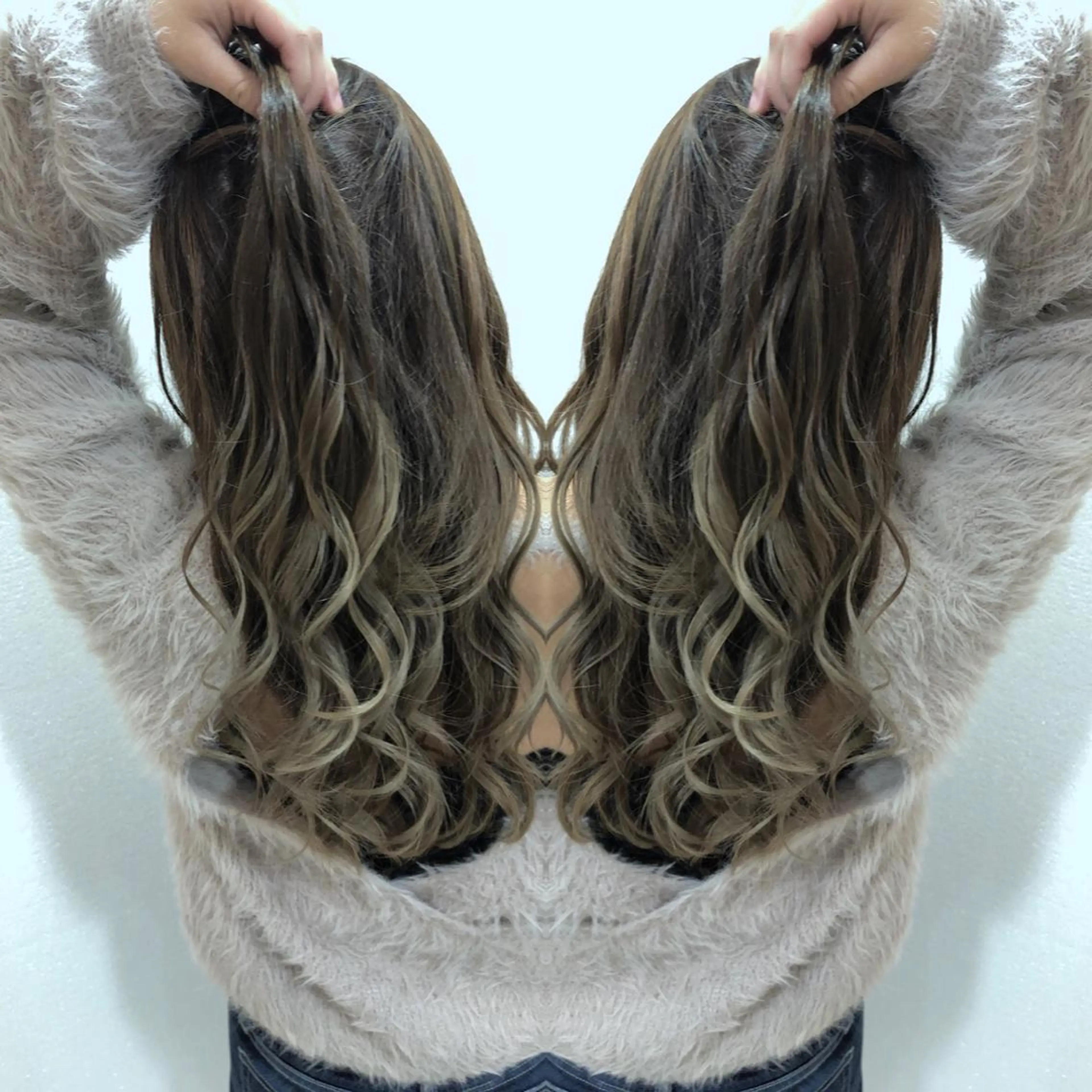 ロング カラー バレイヤージュ レイヤーカット 髪質改善特化サロン ICONIQ天神店のヘアスタイル