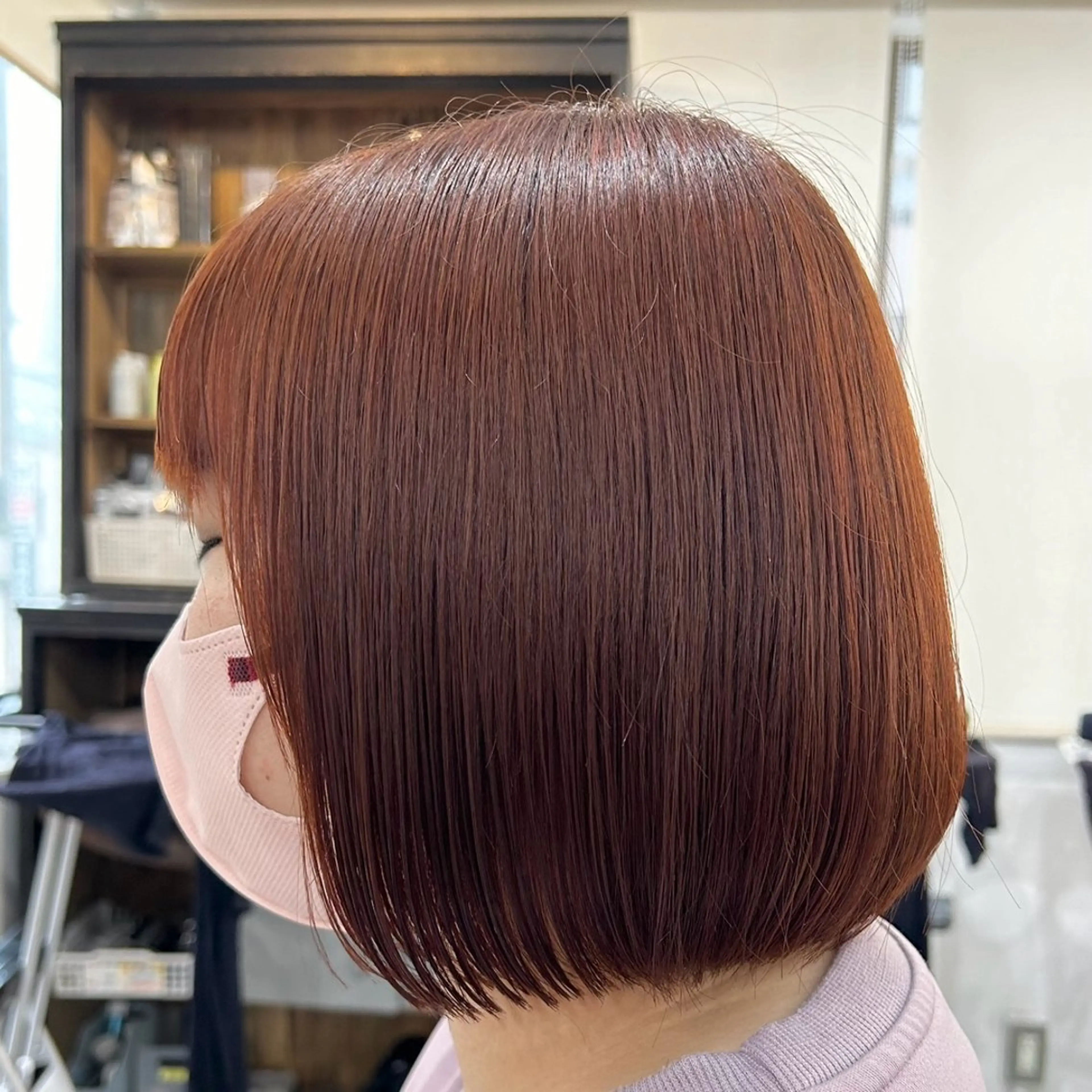 ショート カラー ブラウンカラー オレンジ オレンジブラウン ボブ 顔まわりカット/ボブ /🧁とーこ🧁のヘアスタイル