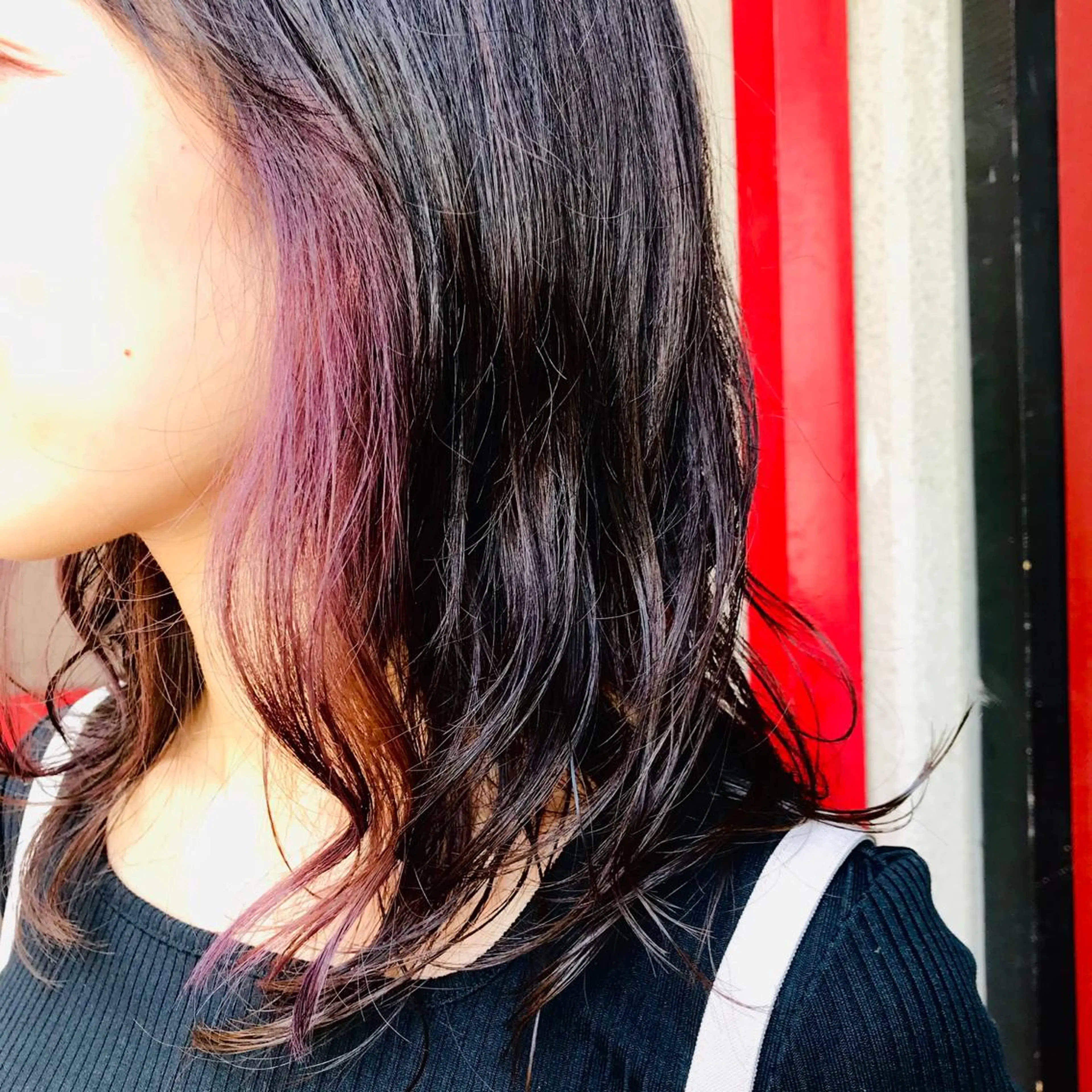 セミロング カラー イヤリングカラー カット ヘアカラー ママ美容師 ＊ヒマワリのヘアスタイル