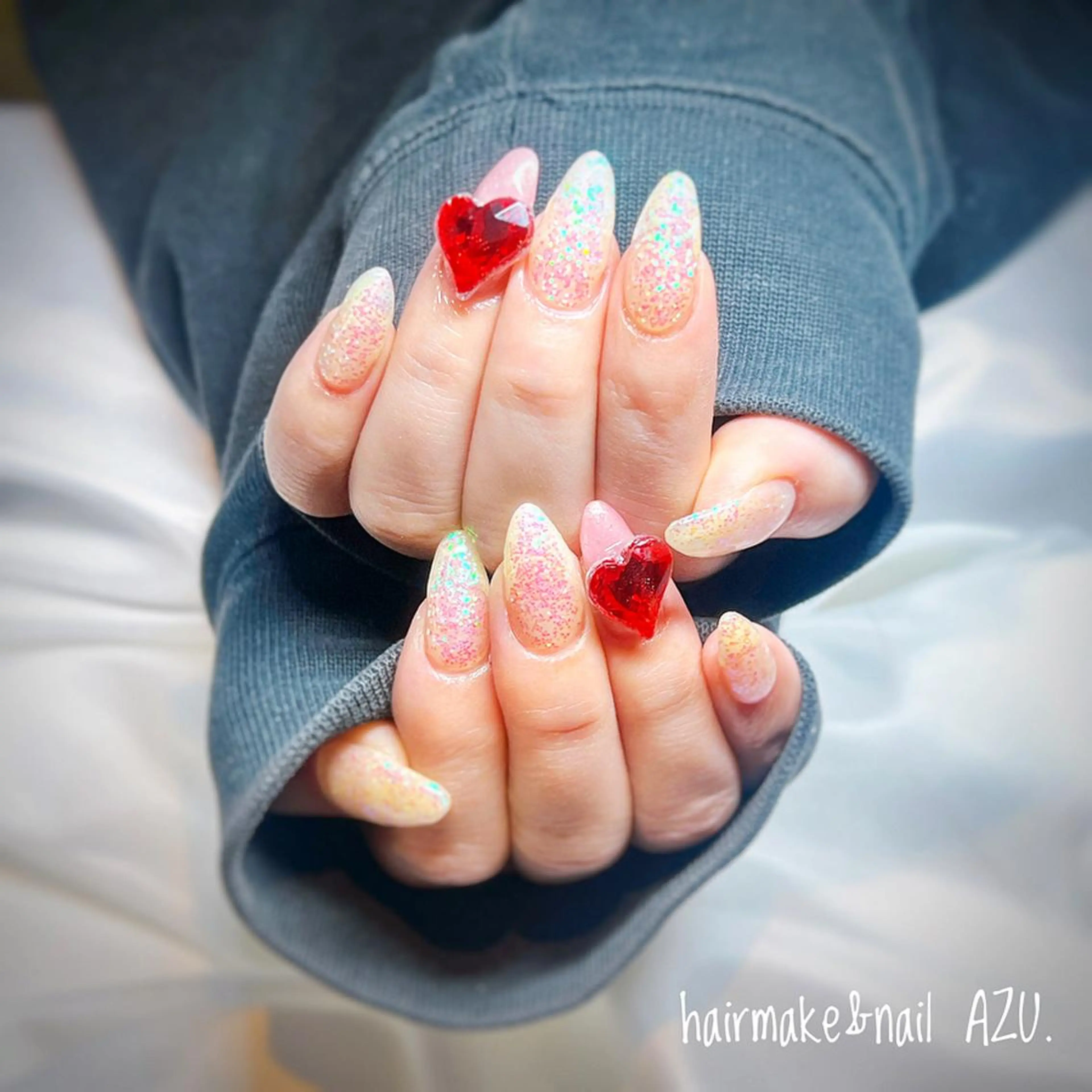 【HAND】ジェルワンカラーorラメグラデーション（一色）＋アート2本★オフ無❌の写真