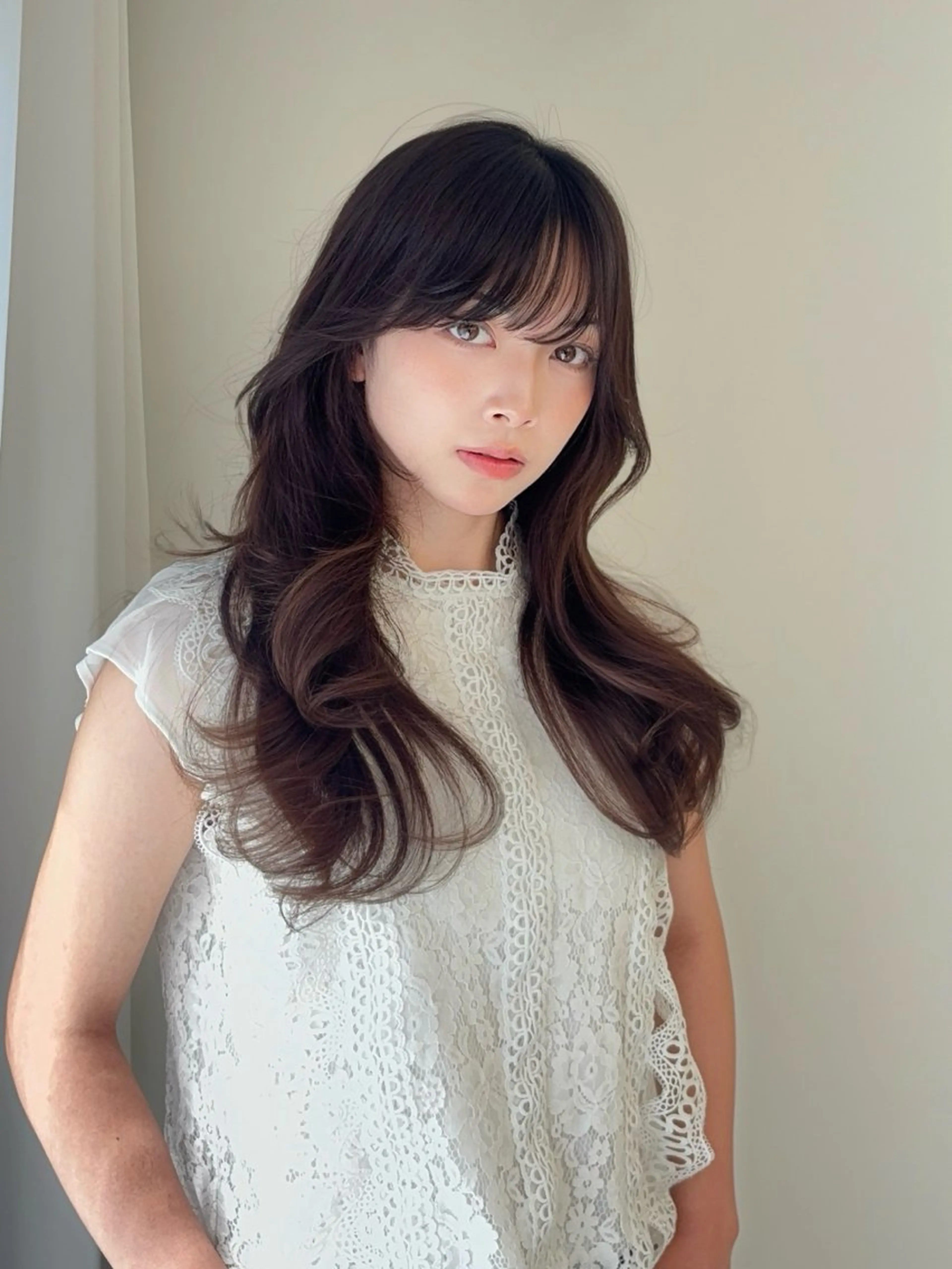 ロング カラー 小顔カット カット ヘアカラー トリートメント 韓国ヘア/レイヤー/ 顔まわり足立遥奈のヘアスタイル