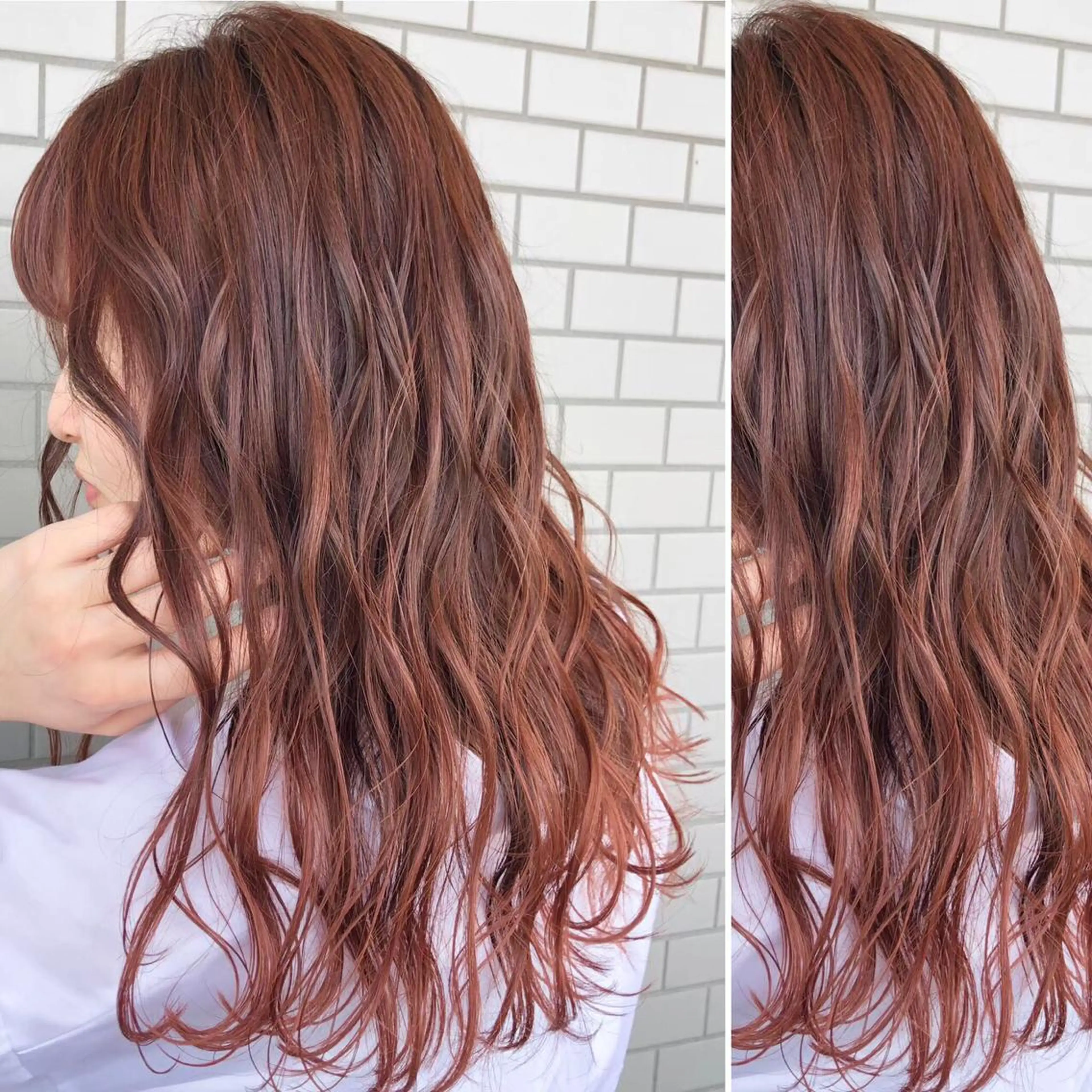 ミディアム カラー JuNブリーチに 縮毛矯正するプロのヘアスタイル