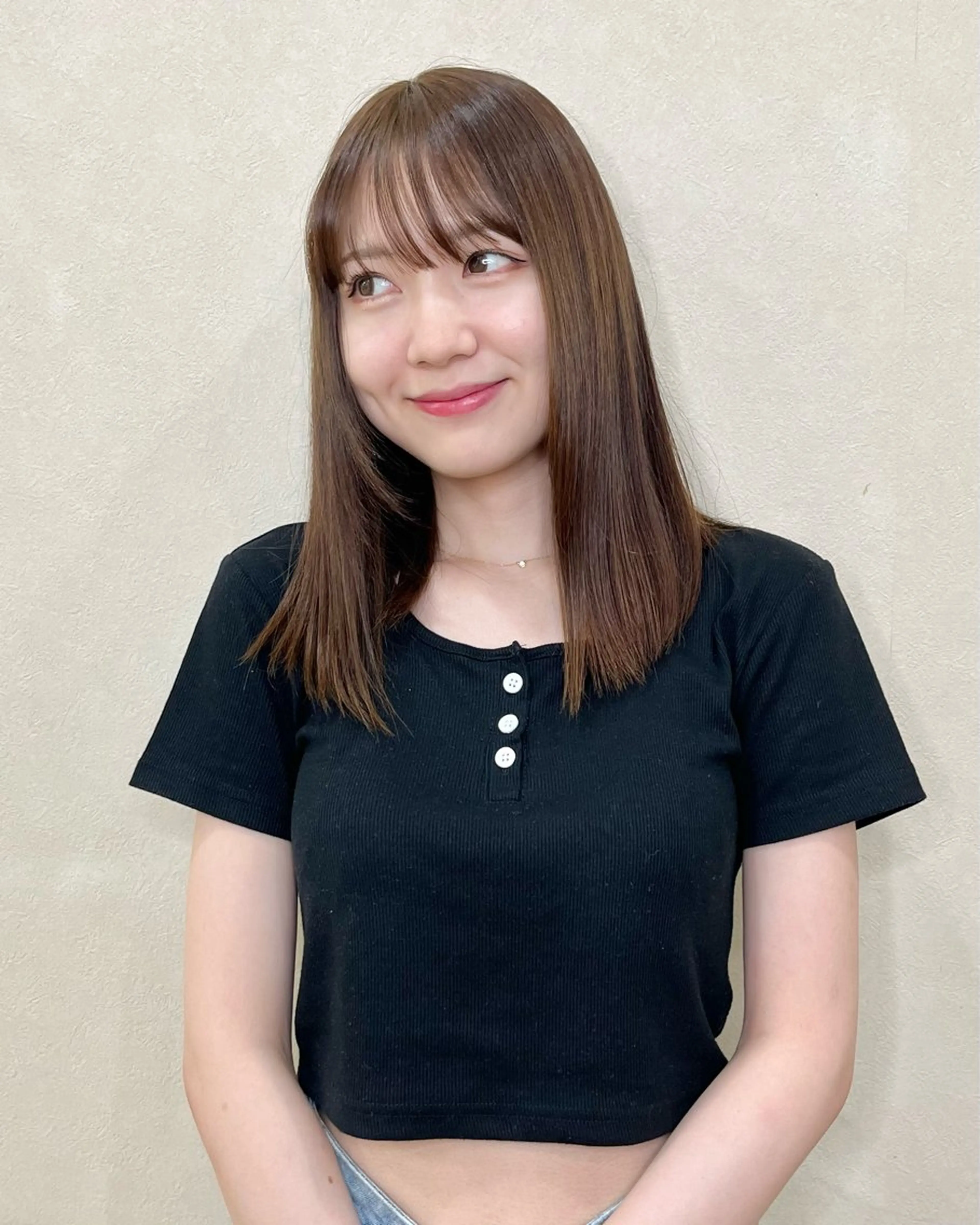 セミロング カラー ブリーチ ブラウンカラー ブリーチなしカラー ツヤカラーを実現 /カンナのヘアスタイル