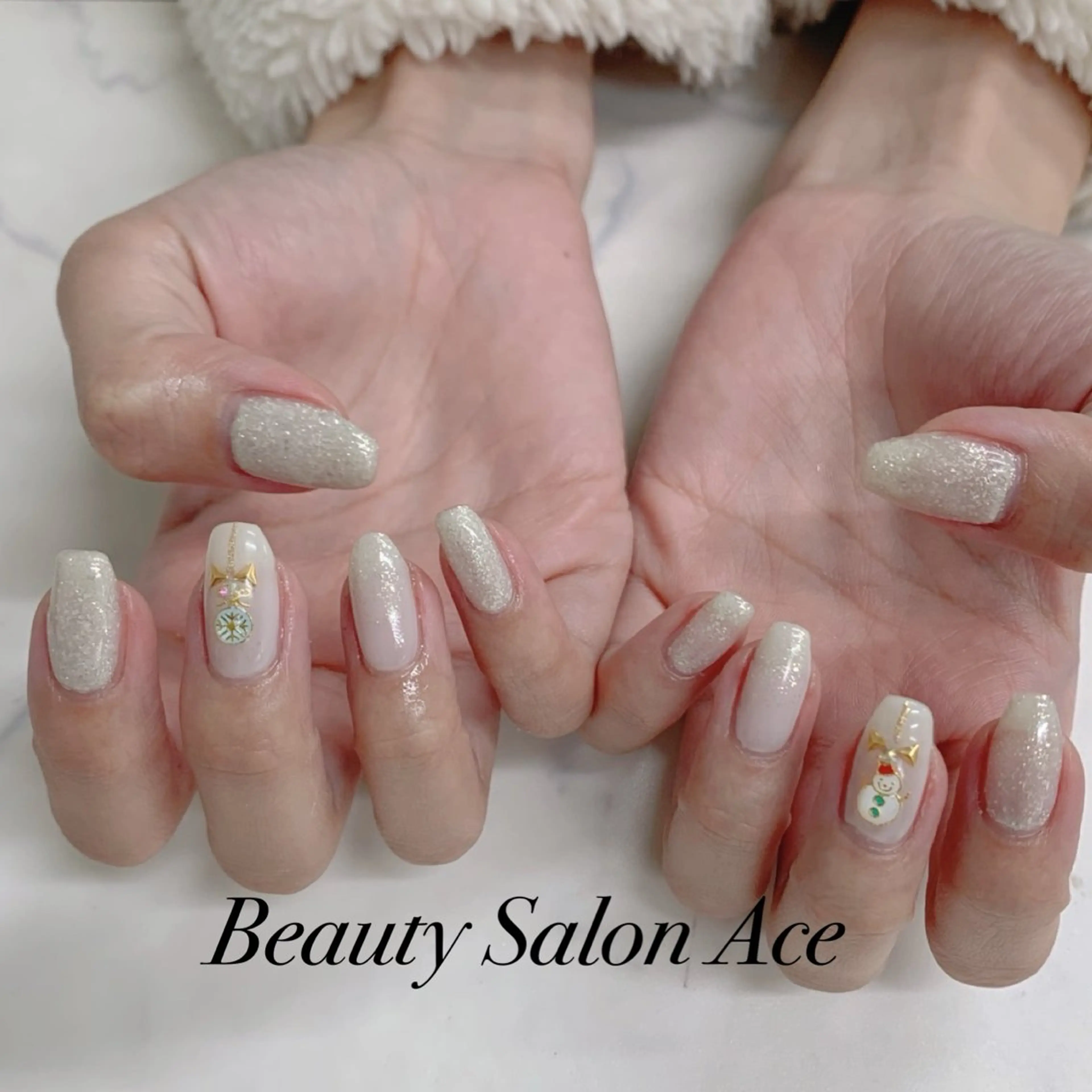 ネイル ラメ(グリッター) メンズネイル 冬ネイル クリスマス ハンドネイル ハンドケア Beauty Salon Ace（ネイルサロン　エース）所属・フィルイン専門店 Aceのネイルデザイン
