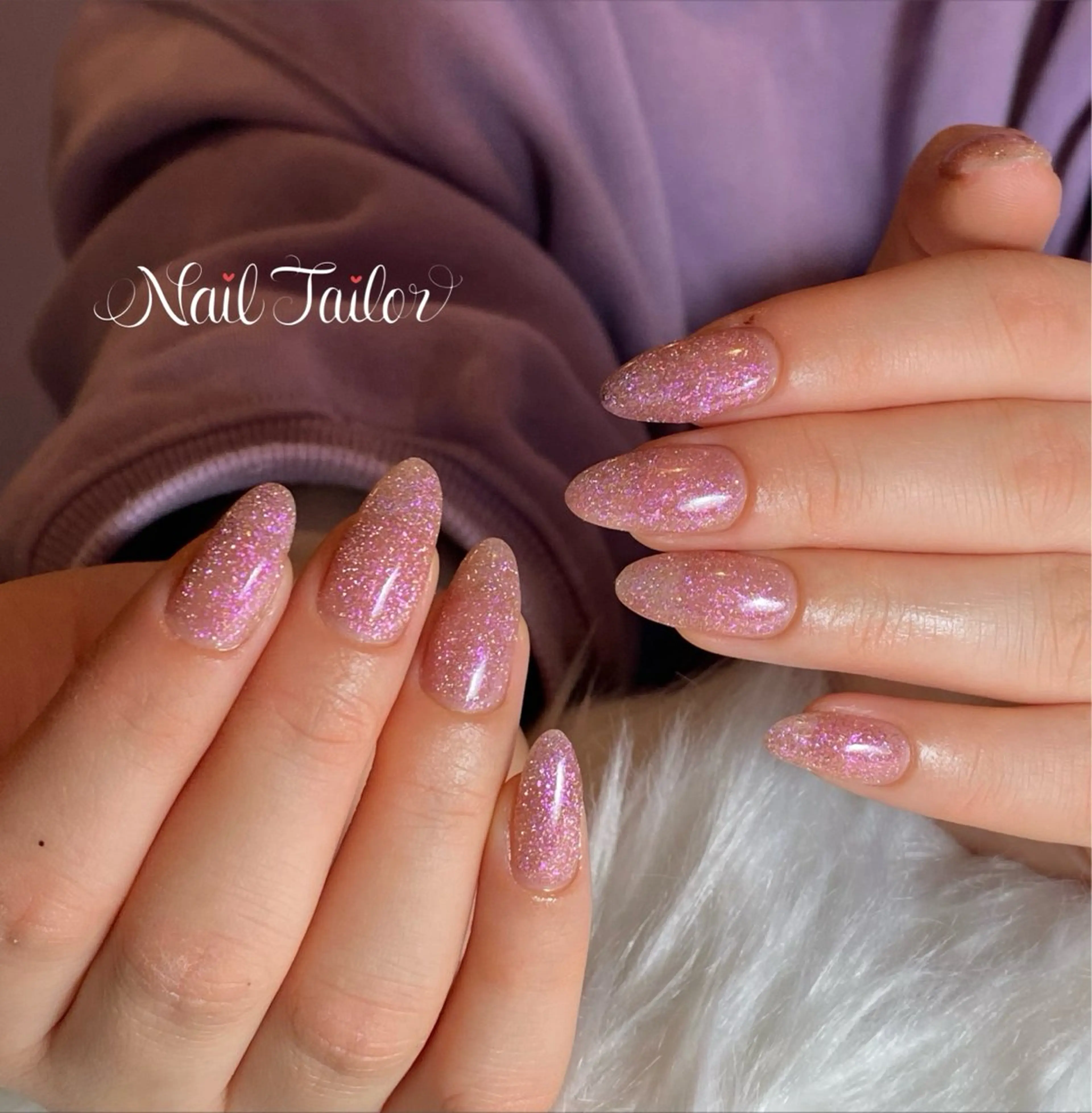 ネイル 長さ出し フラッシュネイル ジェルネイル キラキラネイル ラメ(グリッター) ハンドネイル 〜Nail Tailor〜 ネイルテイラー所属・NailTailor ネイルテイラーのネイルデザイン