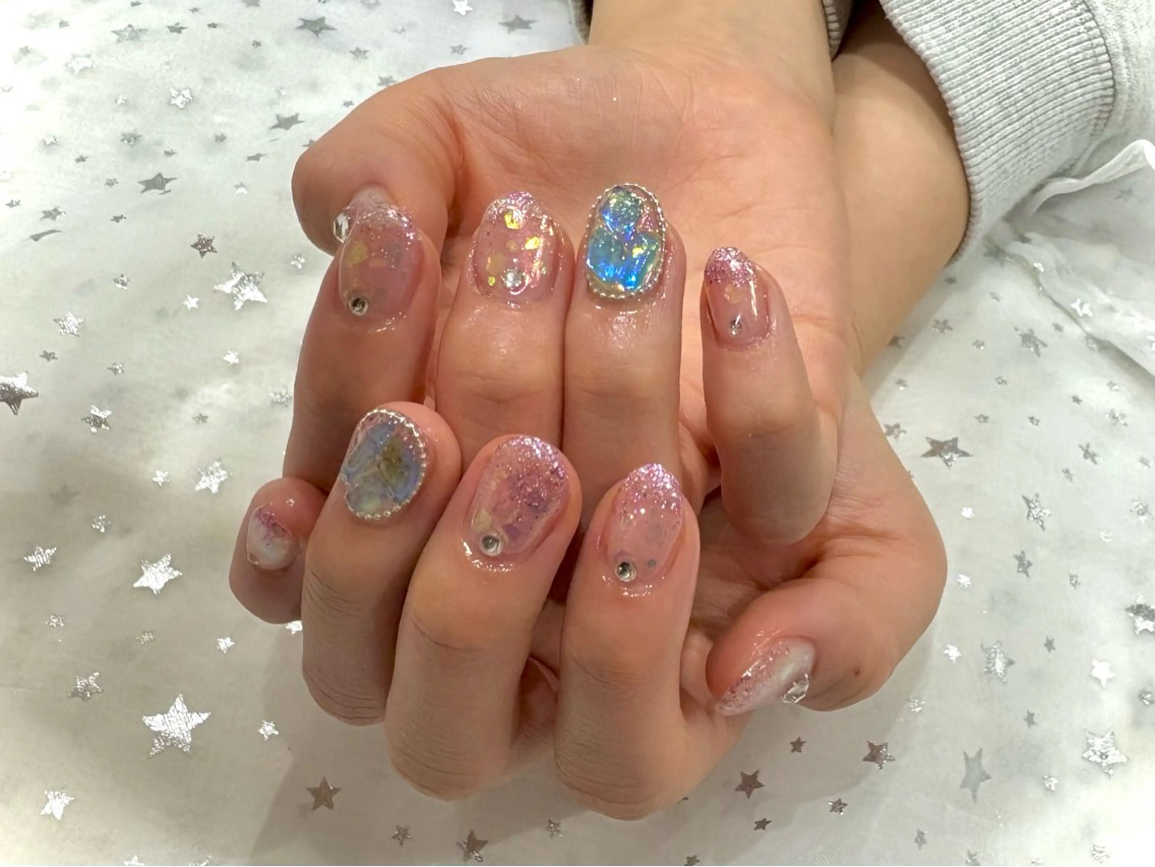 ネイル ブルー ピンク Nail salon Cielel⟡Ayaのネイルデザイン