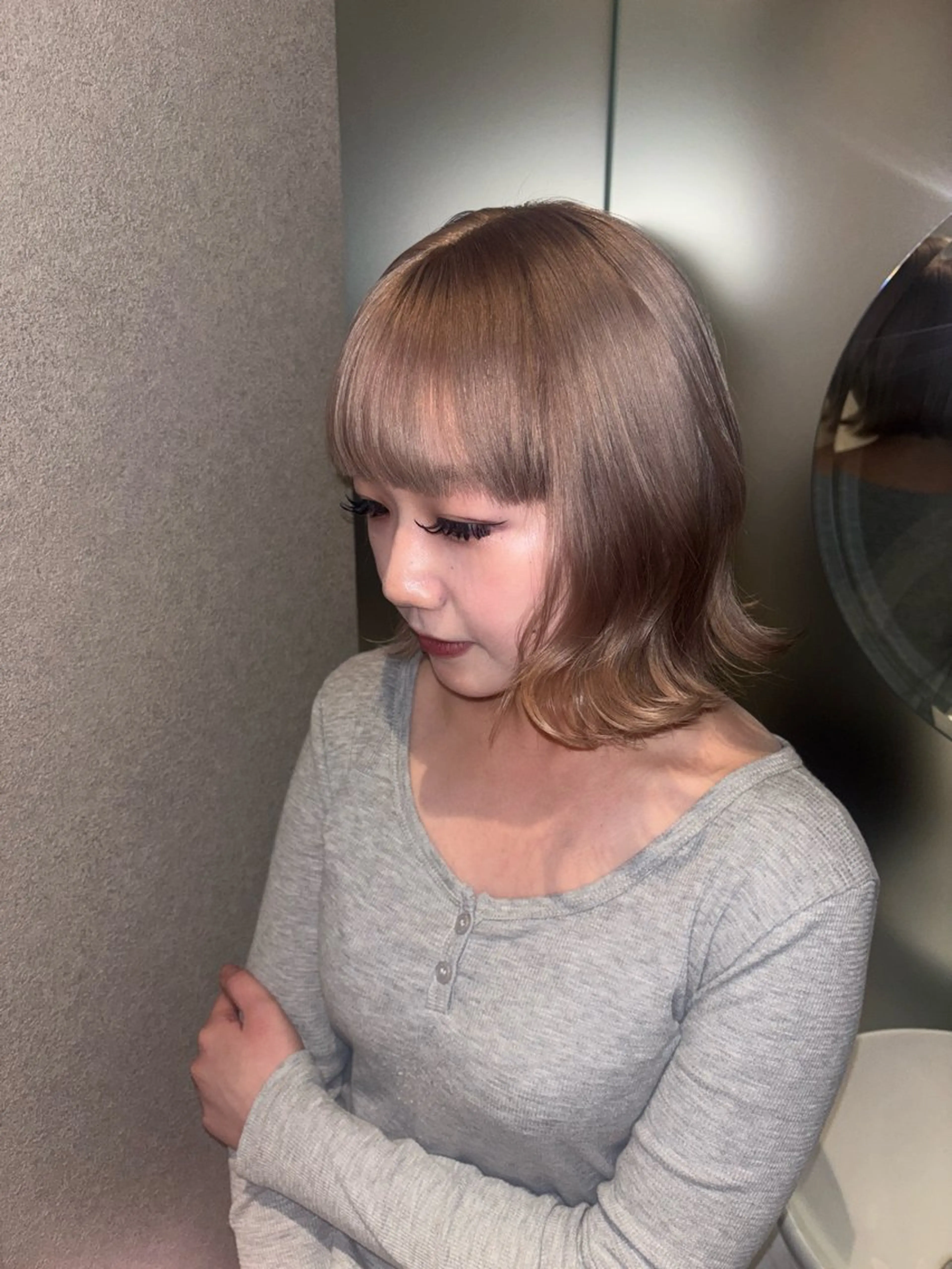 ミディアム カラー ヘアアレンジ ヘアカラー トリートメント ヘアセット ミルクティー/ピンク カラー/ みう🎀のヘアスタイル