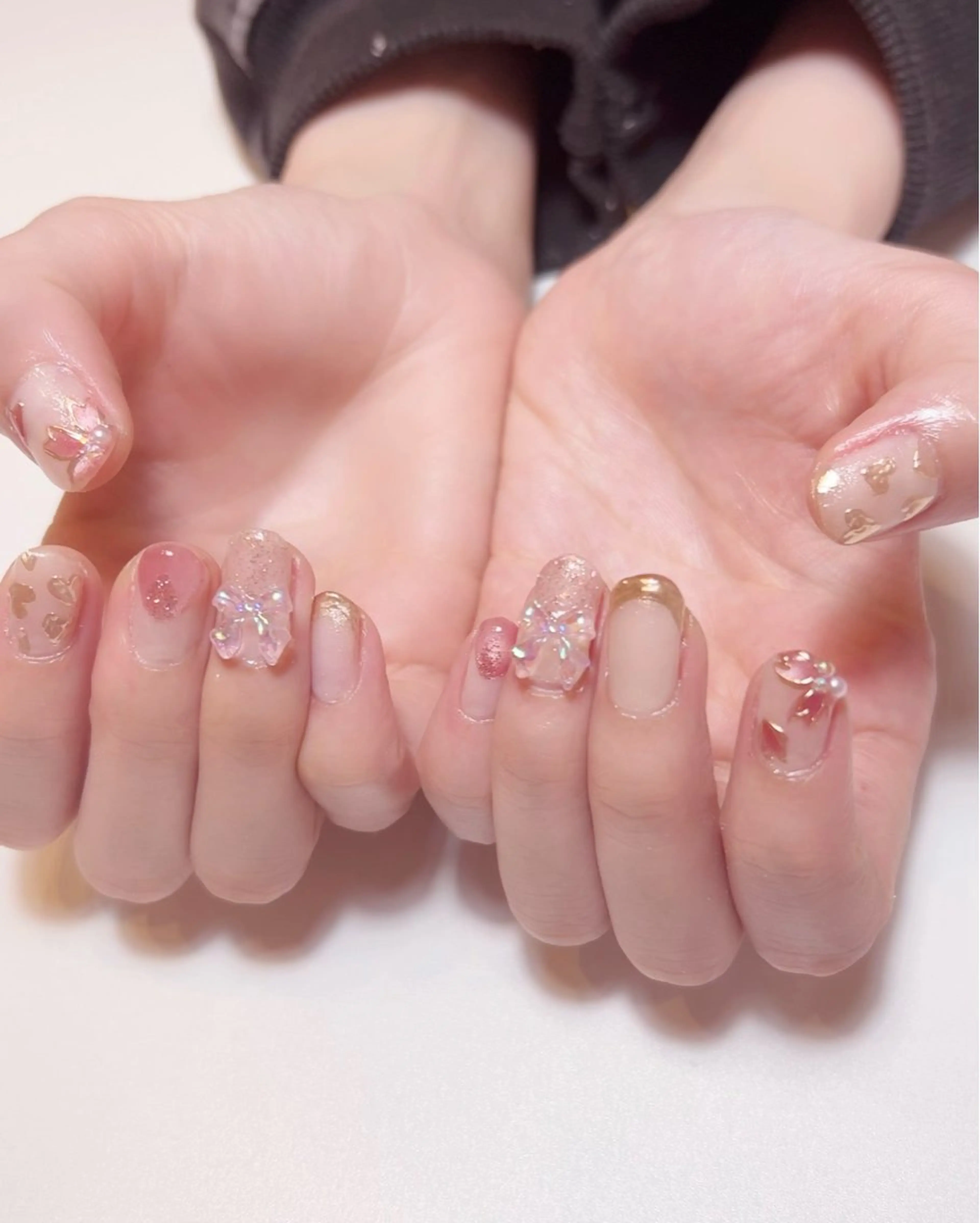 ネイル アートネイル フレンチネイル ミラーネイル 持ち込み ぷっくりネイル ハンドネイル Peach nail 🍑kaoriのネイルデザイン