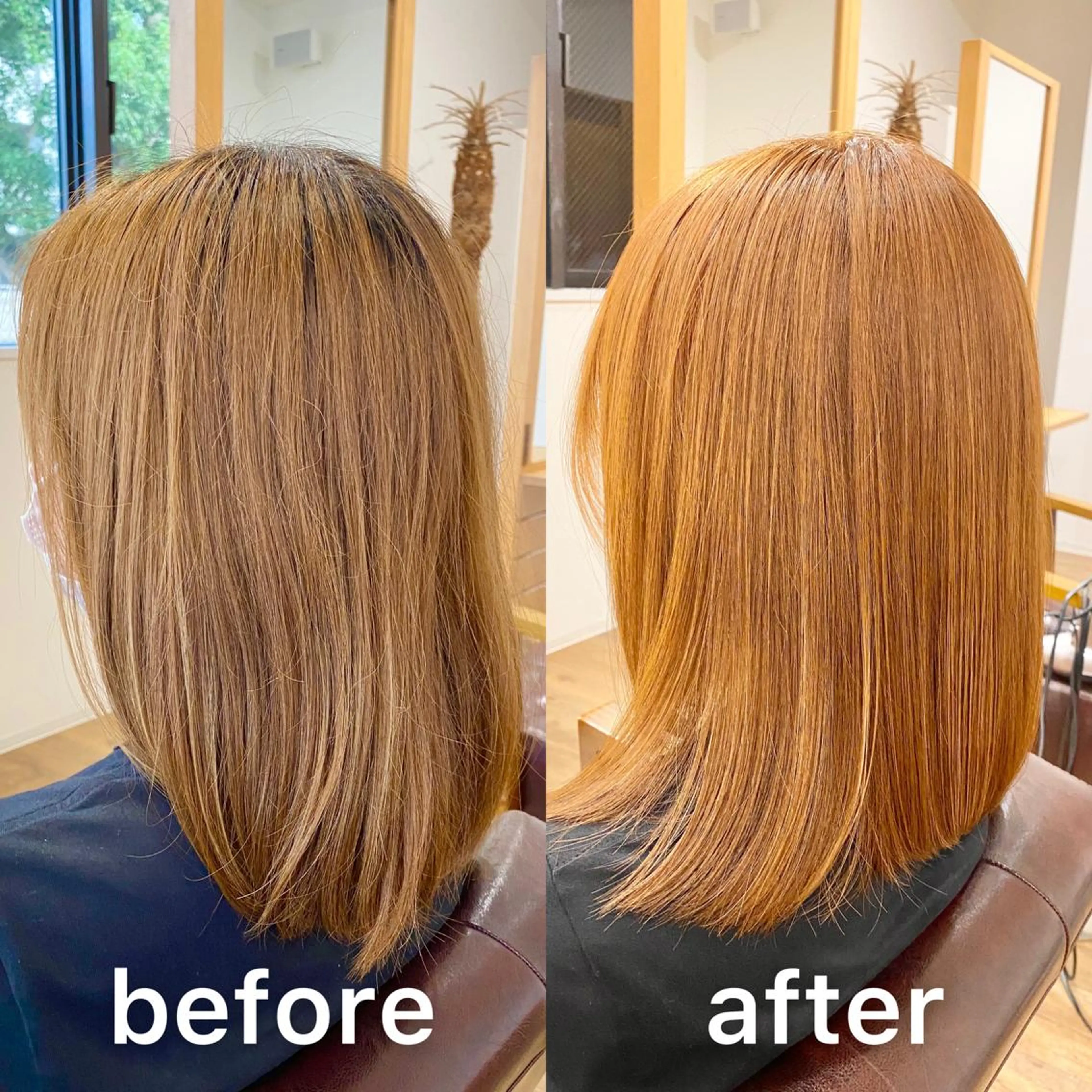 ミディアム カラー ブリーチ ブラウンカラー 透明感カラー ブリーチなしカラー オレンジ カット ヘアカラー トリートメント KIZU 髪質改善 オカルト怪談のヘアスタイル