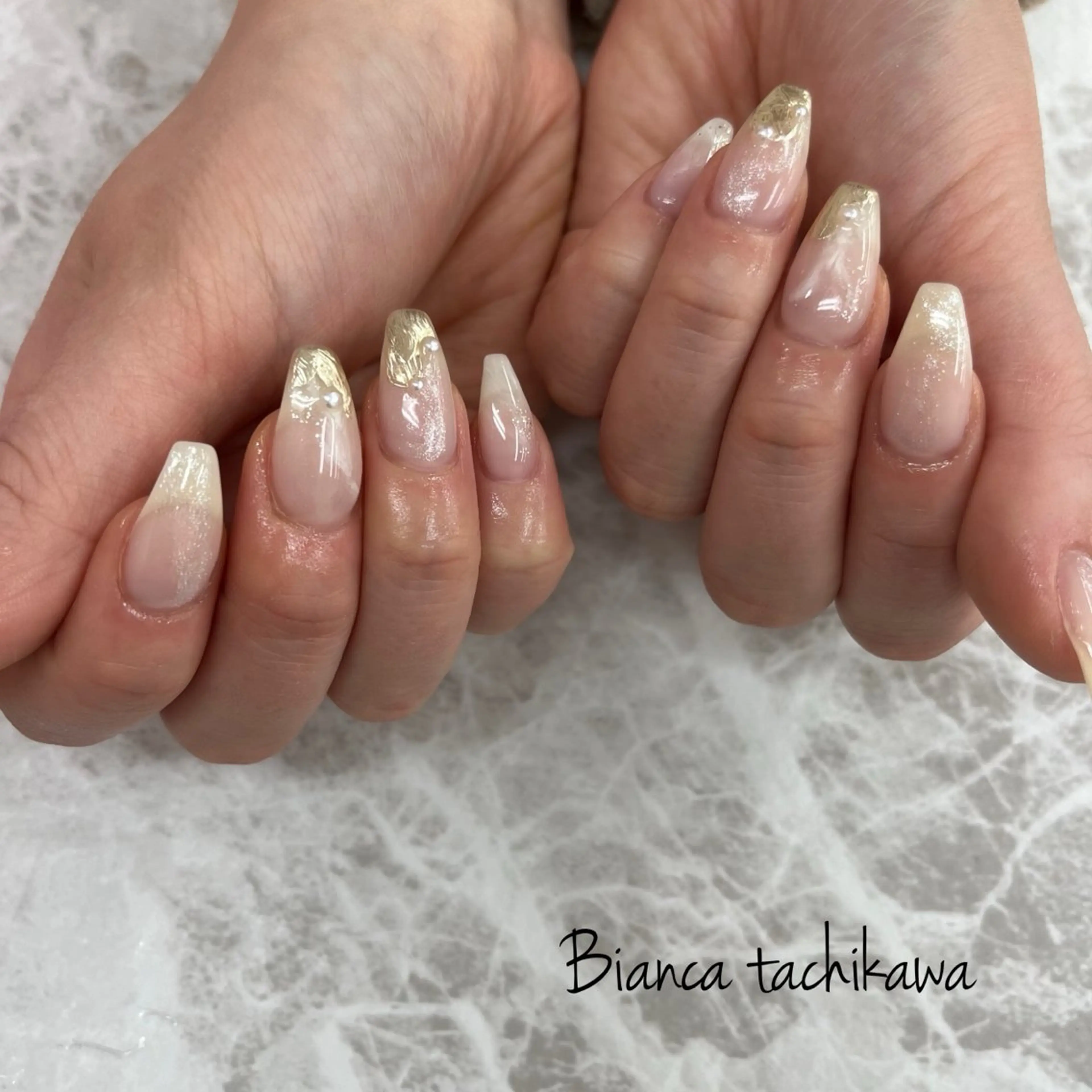 ネイル ニュアンスネイル オフィスネイル ハンドネイル Bianca☁国分寺 🤍店長/黒木愛美のネイルデザイン