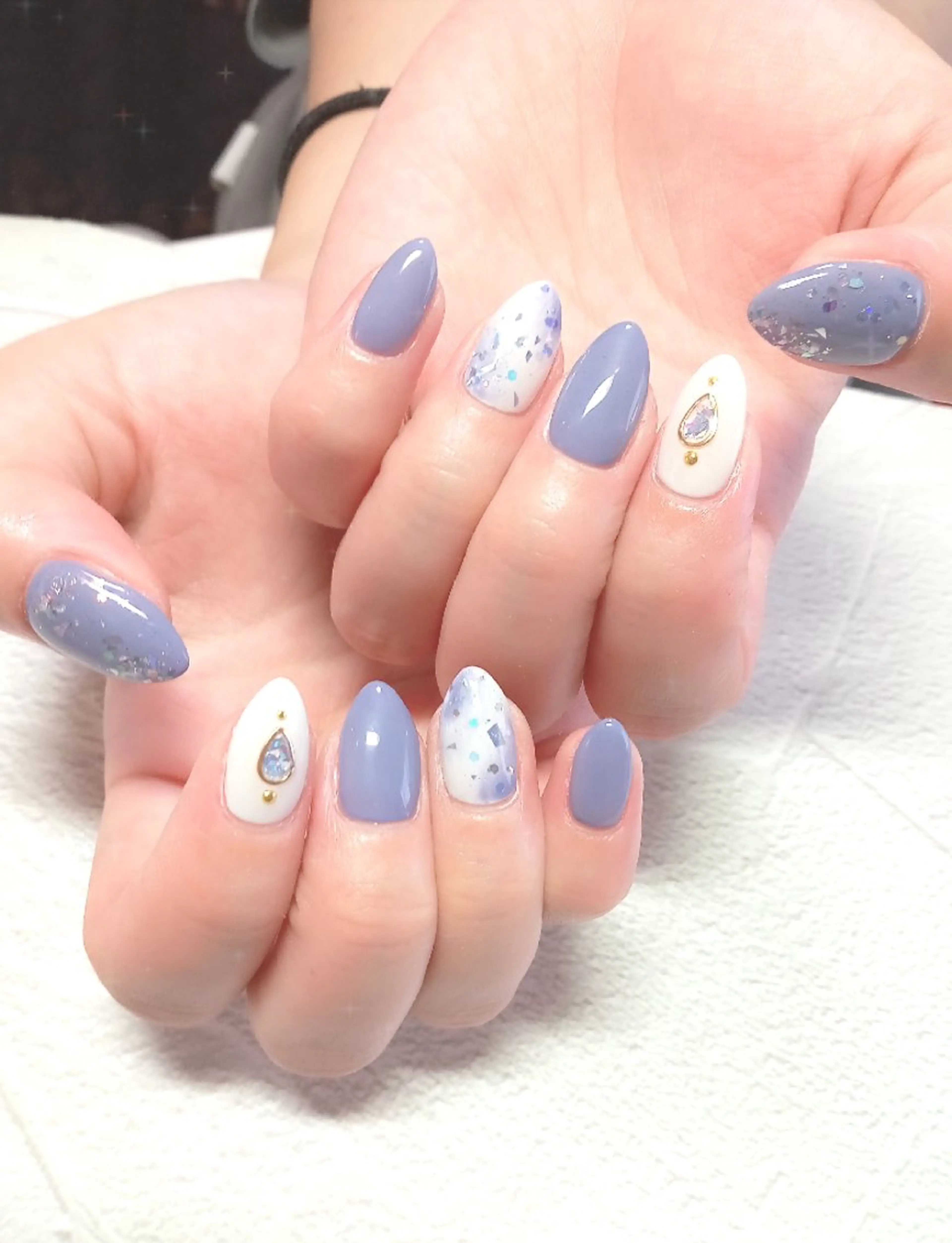 ネイル 氷ネイル・うるうるネイル キラキラネイル オフィスネイル 夏ネイル ハンドネイル flure de neige yukiのネイルデザイン