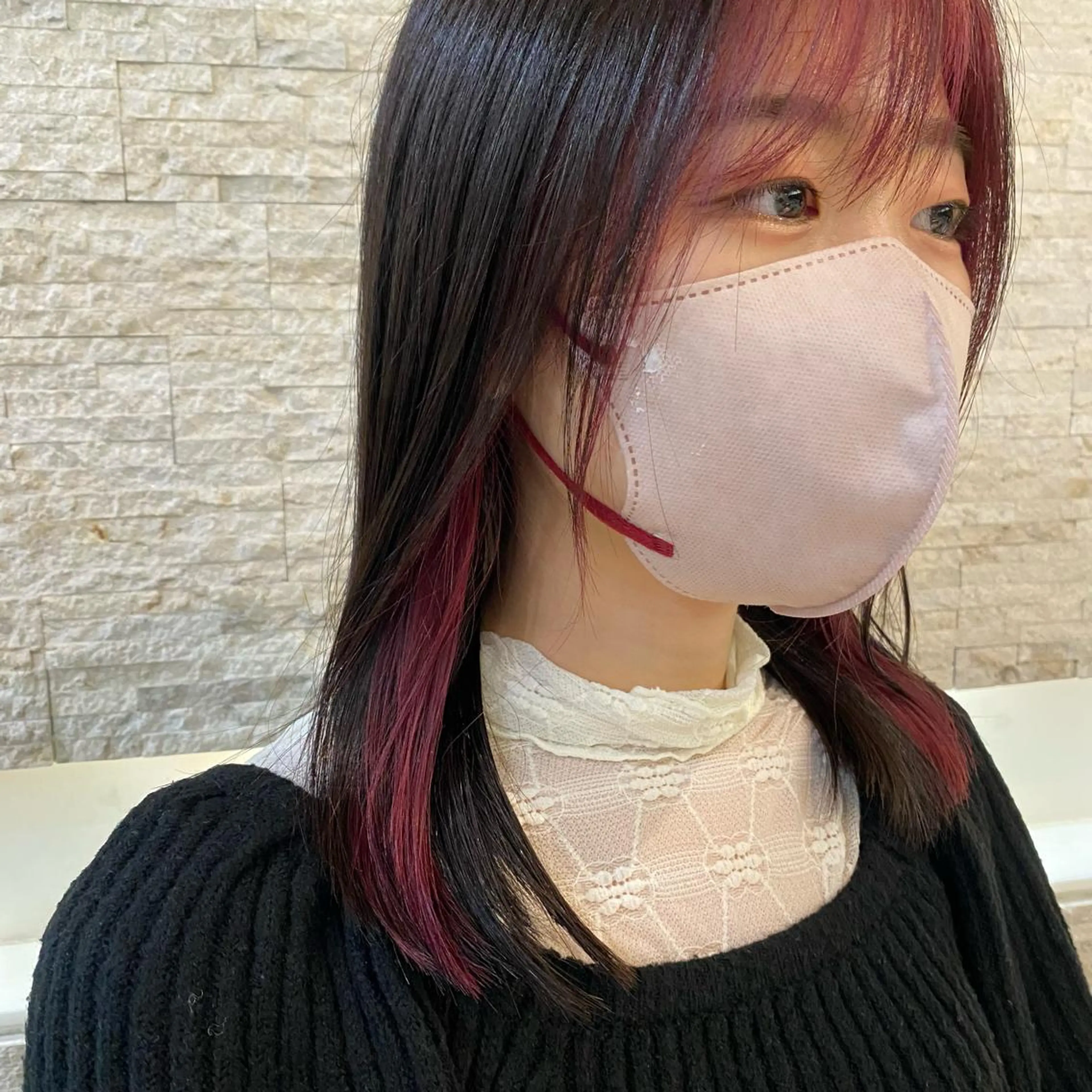 セミロング カラー ミストバング ベージュカラー ブラウンカラー  フェイスフレーミング インナーカラー Agu hair TENOE大宮氷川参道店所属・☀️透明感艶感カラー 増田魁土☀️のヘアスタイル