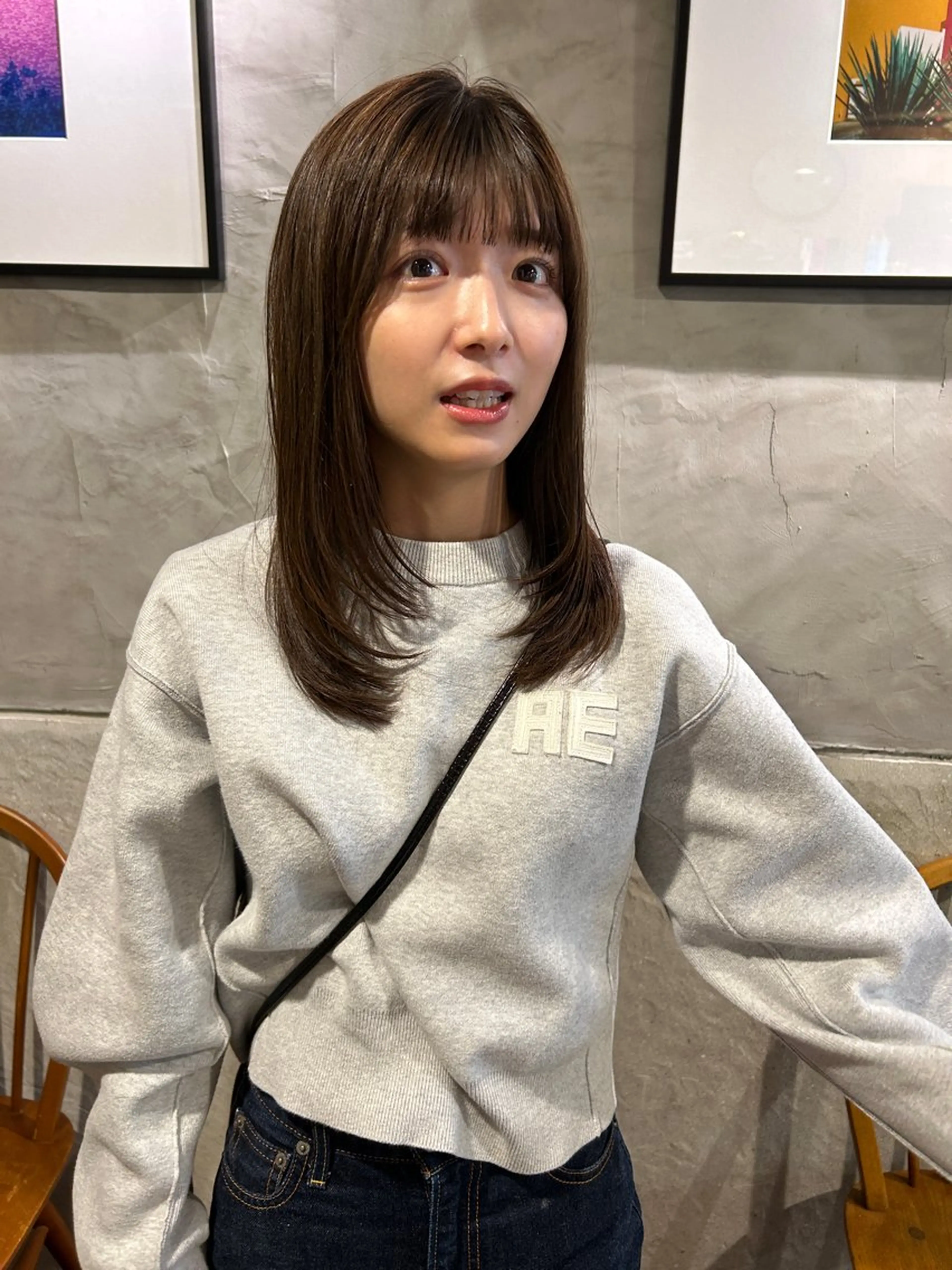 ロング カラー レイヤーカット カット ヘアカラー トリートメント さの あやねのヘアスタイル