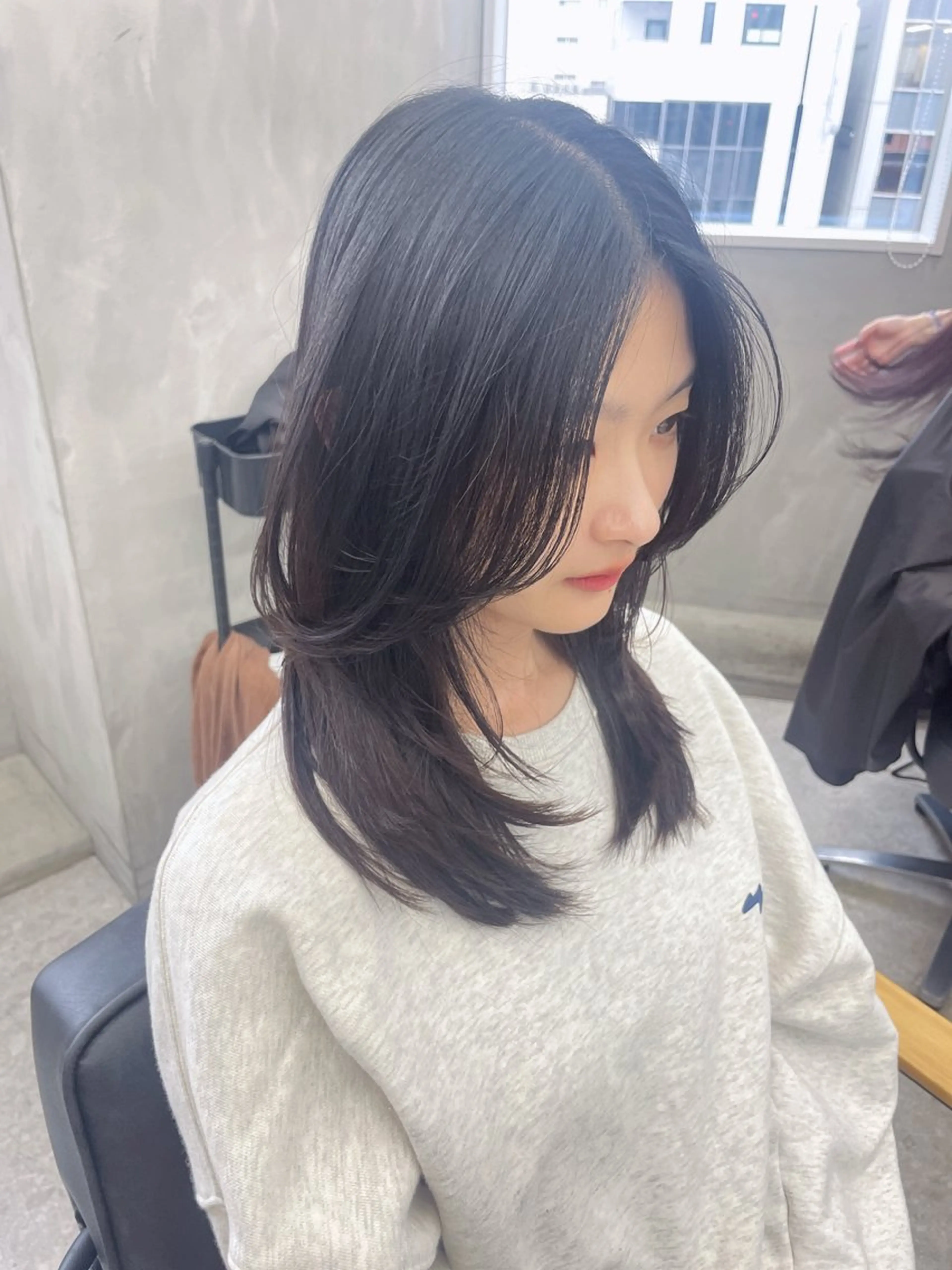 ミディアム 髪質改善 韓国風ヘア レイヤーカット トリートメント ヘアカラー トリートメント 【ジーナ新宿】 大橋美月のヘアスタイル