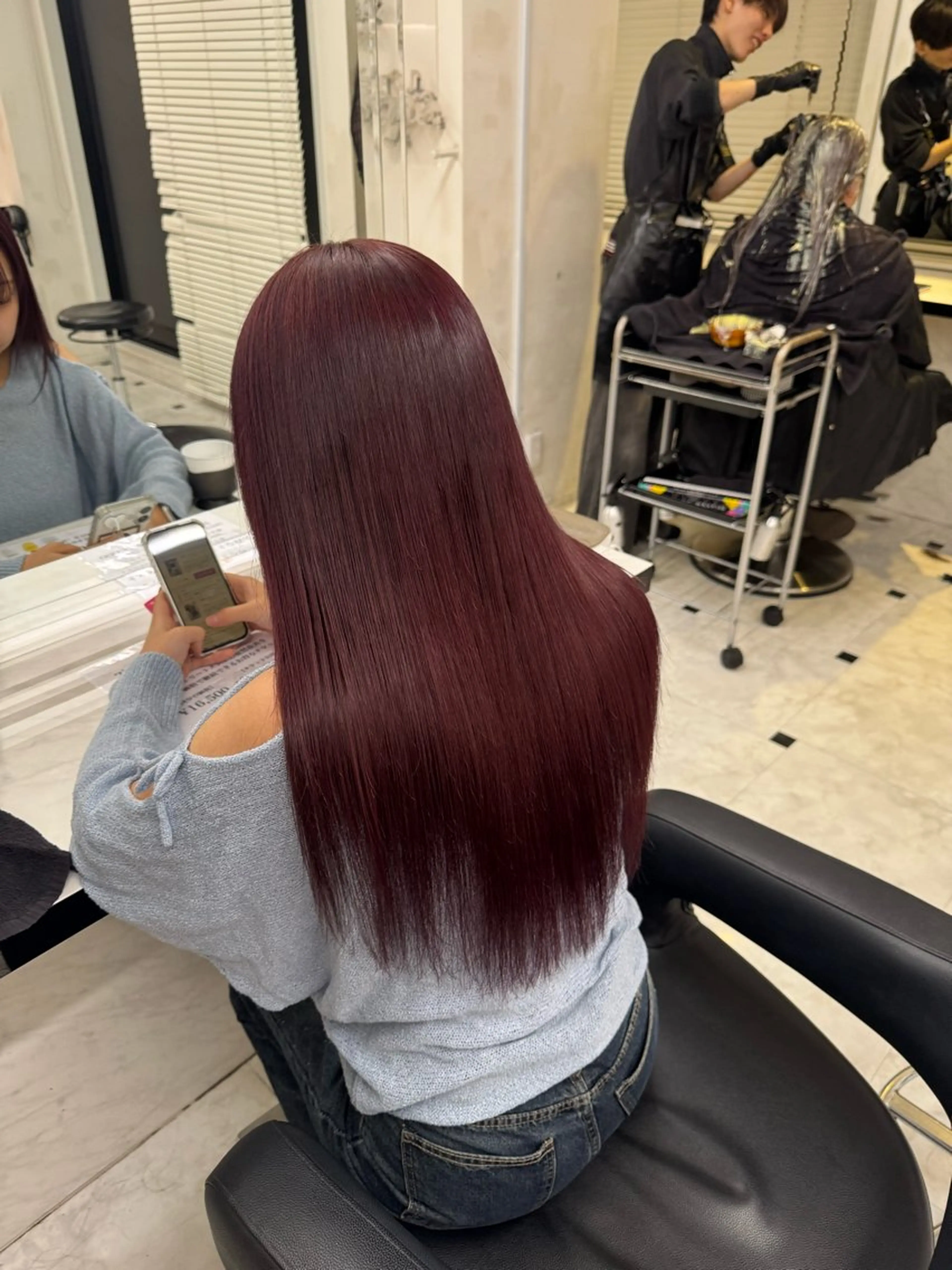 ロング ヘアカラー トリートメント ヘッドスパ ヘアセット 韓国ガーリー🤍暖 色カラー🤍misaのヘアスタイル